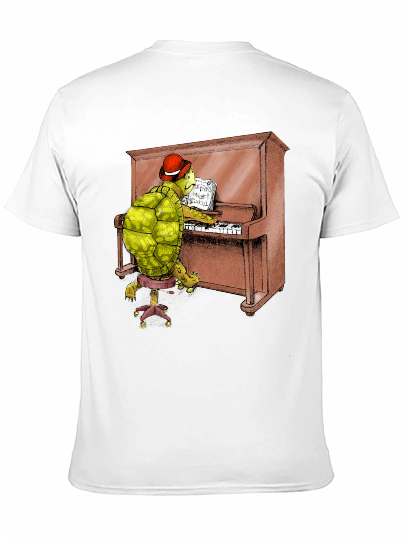 Turtle Pianist Graphic Tee - Novelty T-Shirt