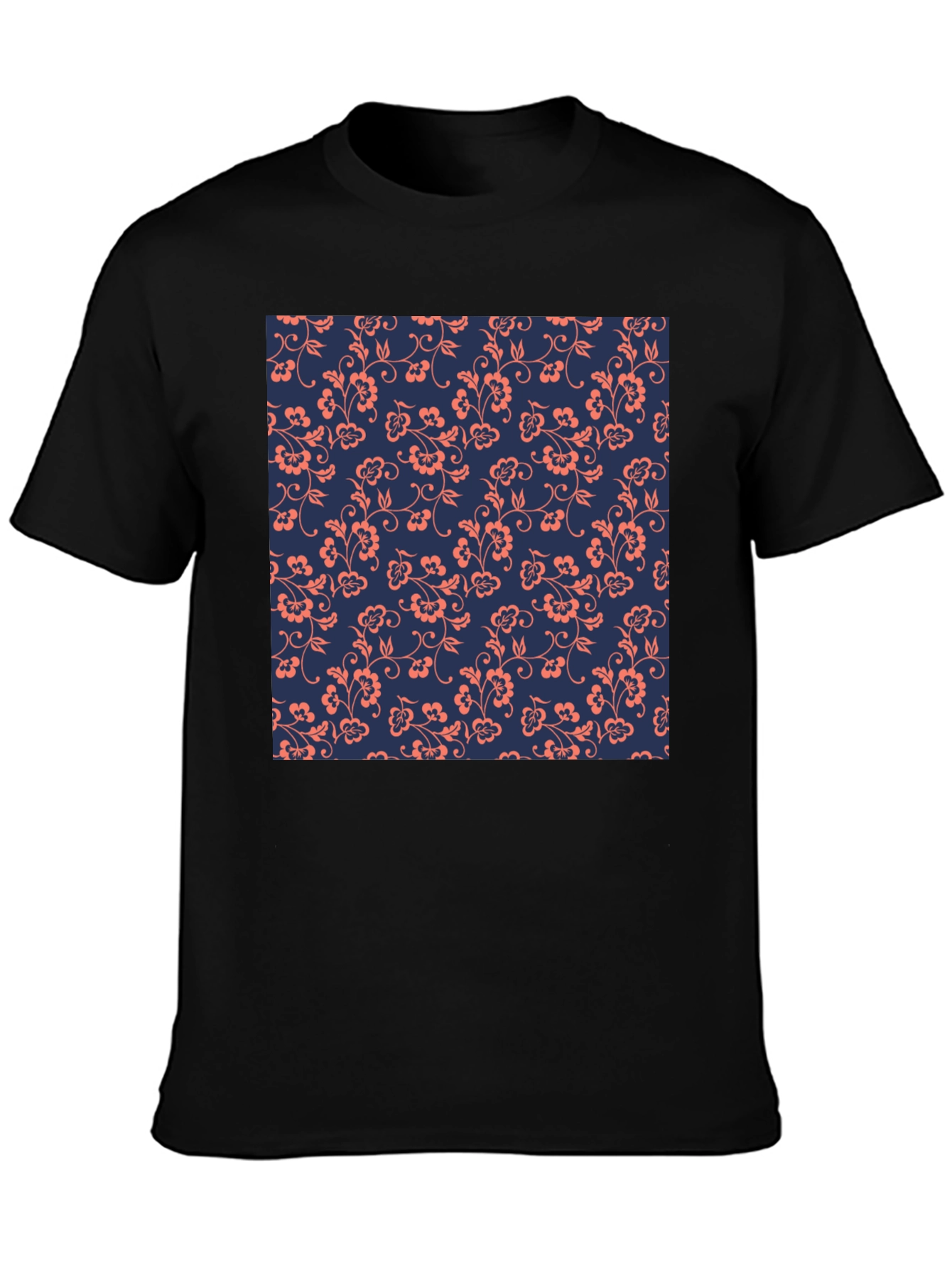 Floral Pattern Black T-Shirt