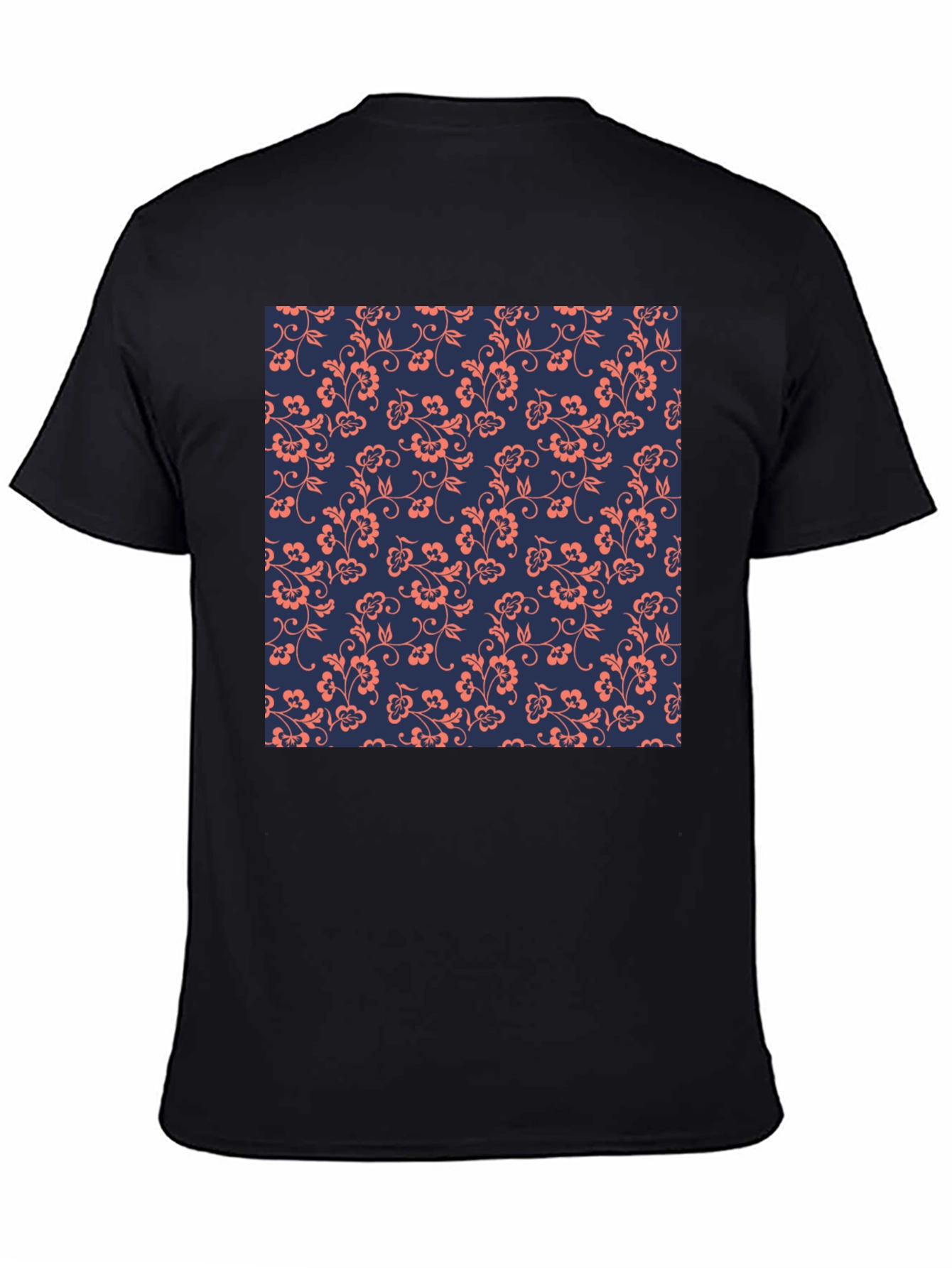 Floral Pattern Black T-Shirt