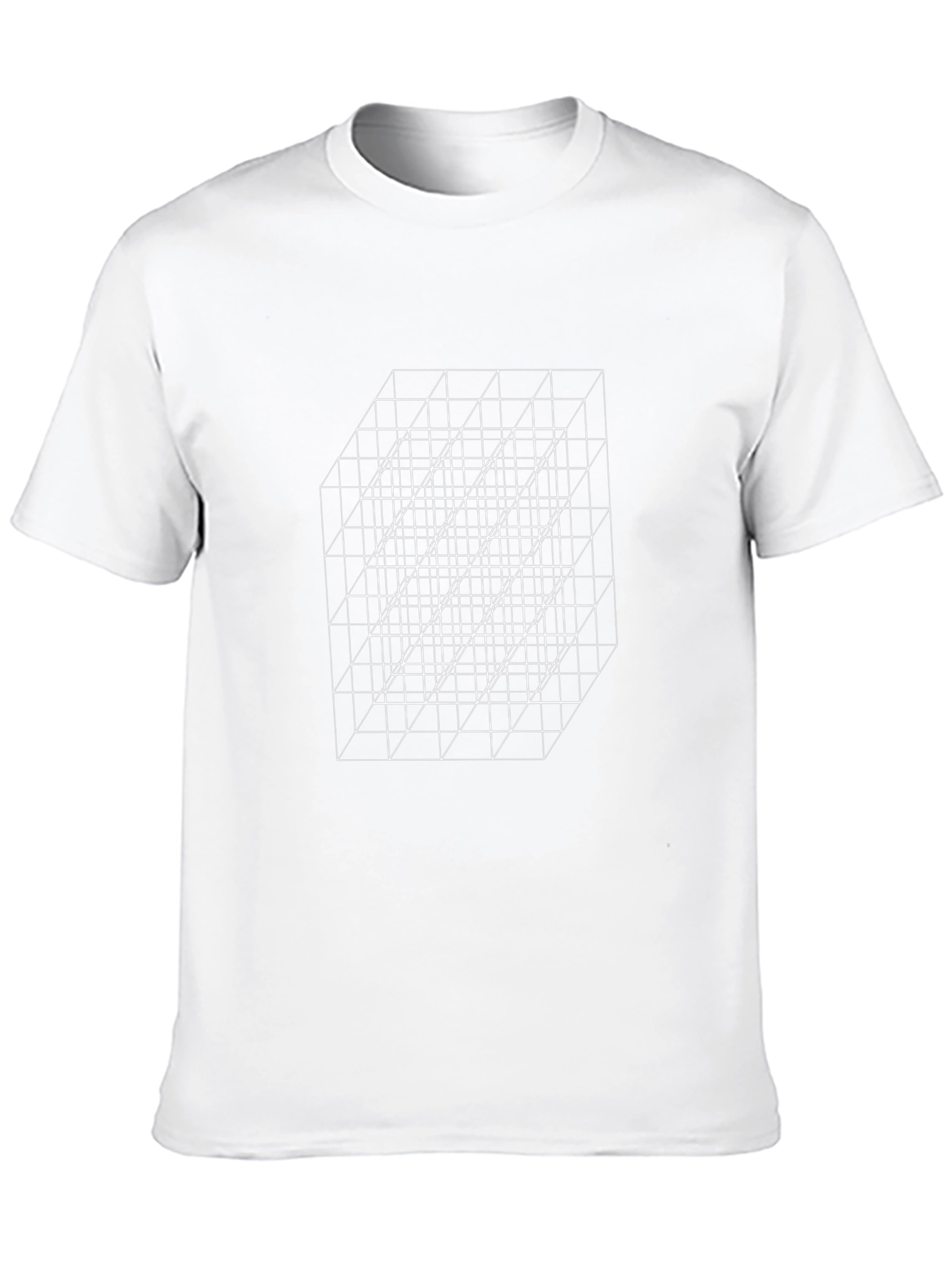 Geometric Cube Grid Graphic Tee - Black