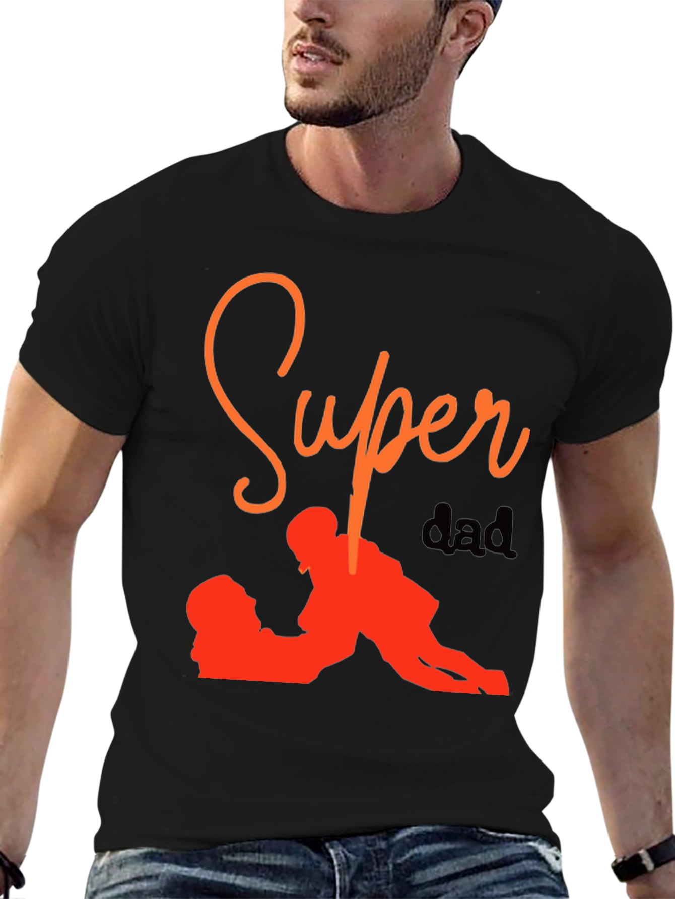 Super Dad Graphic Tee - Black Cotton T-Shirt