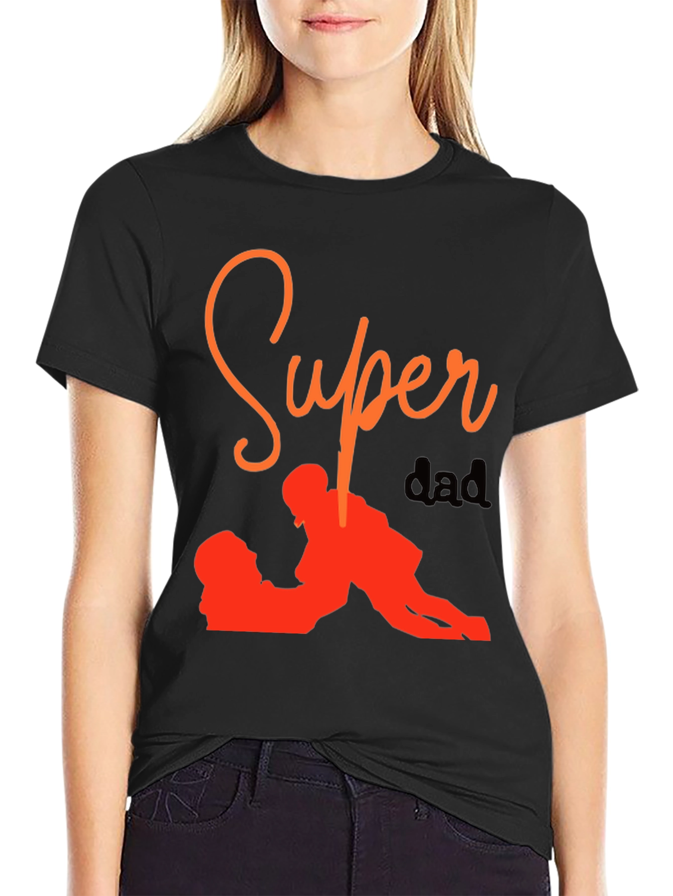 Super Dad Graphic Tee - Black Cotton T-Shirt