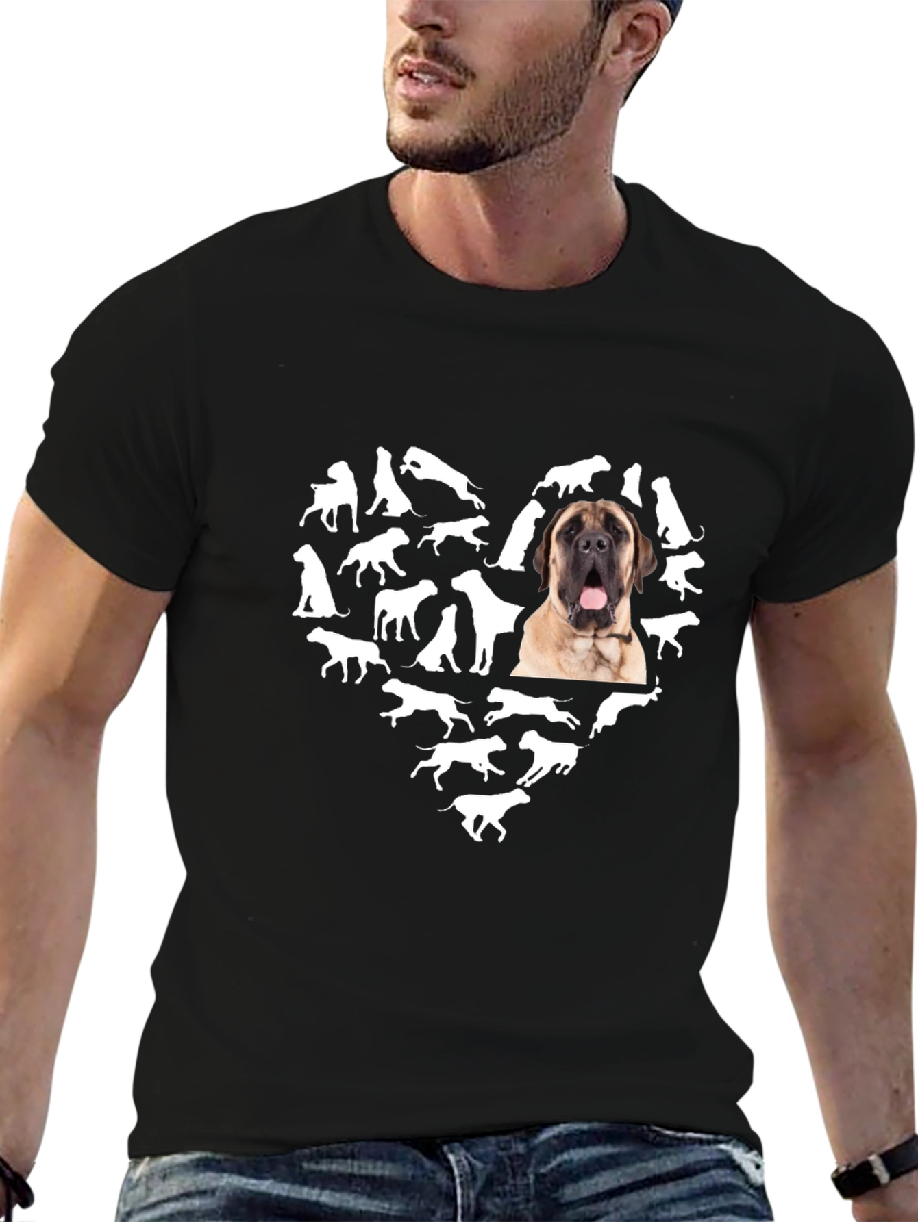 Dog Heart T-Shirt - Mens Black Graphic Tee