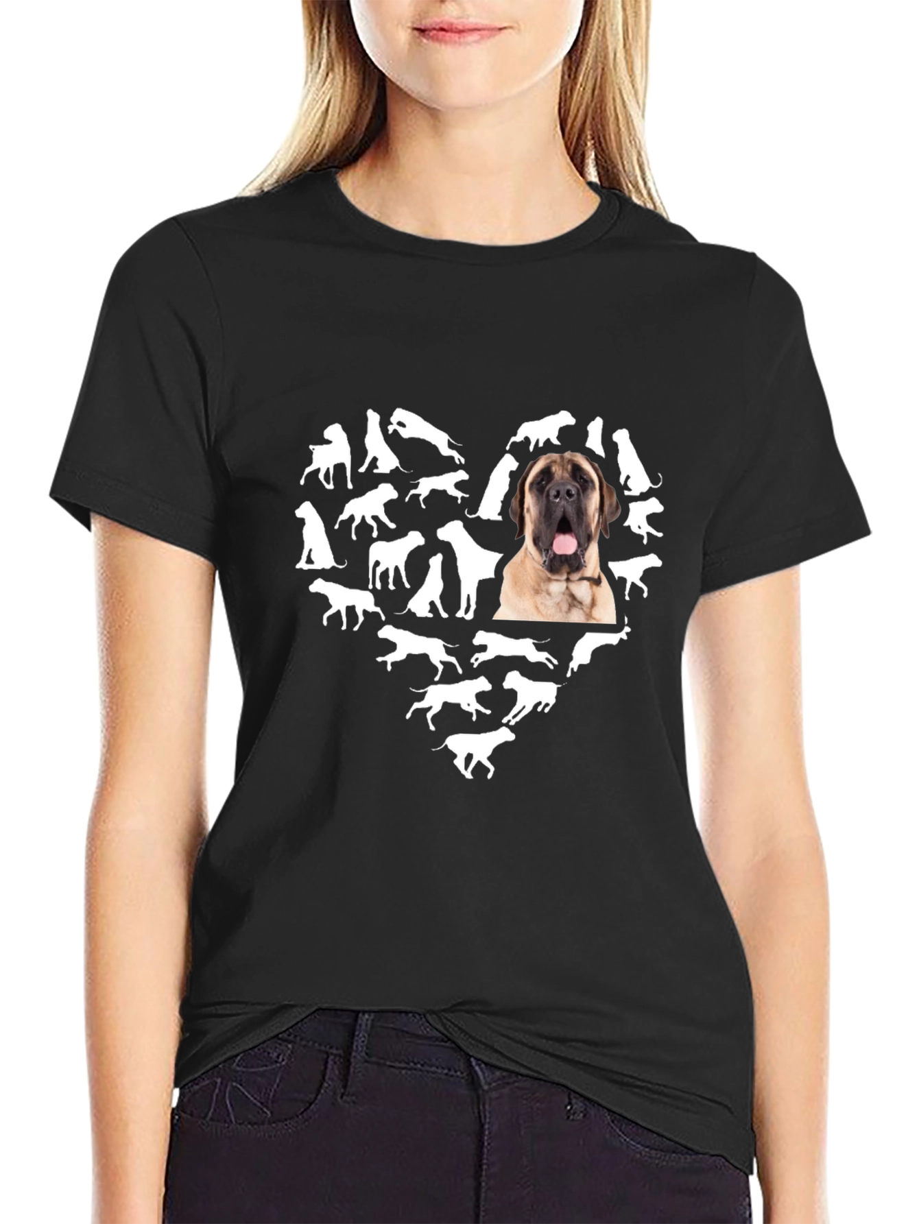 Dog Heart T-Shirt - Mens Black Graphic Tee
