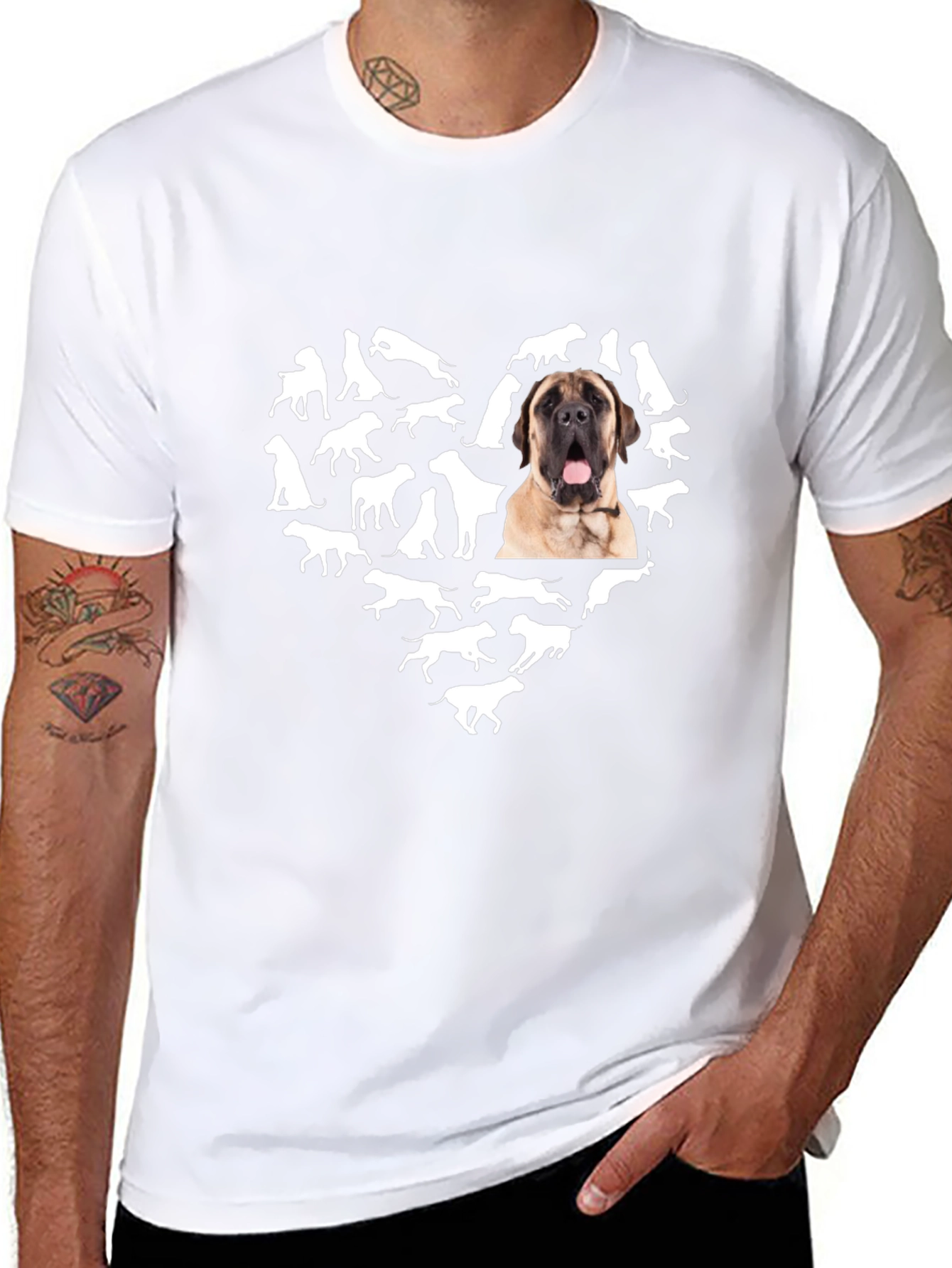 Dog Heart T-Shirt - Mens Black Graphic Tee