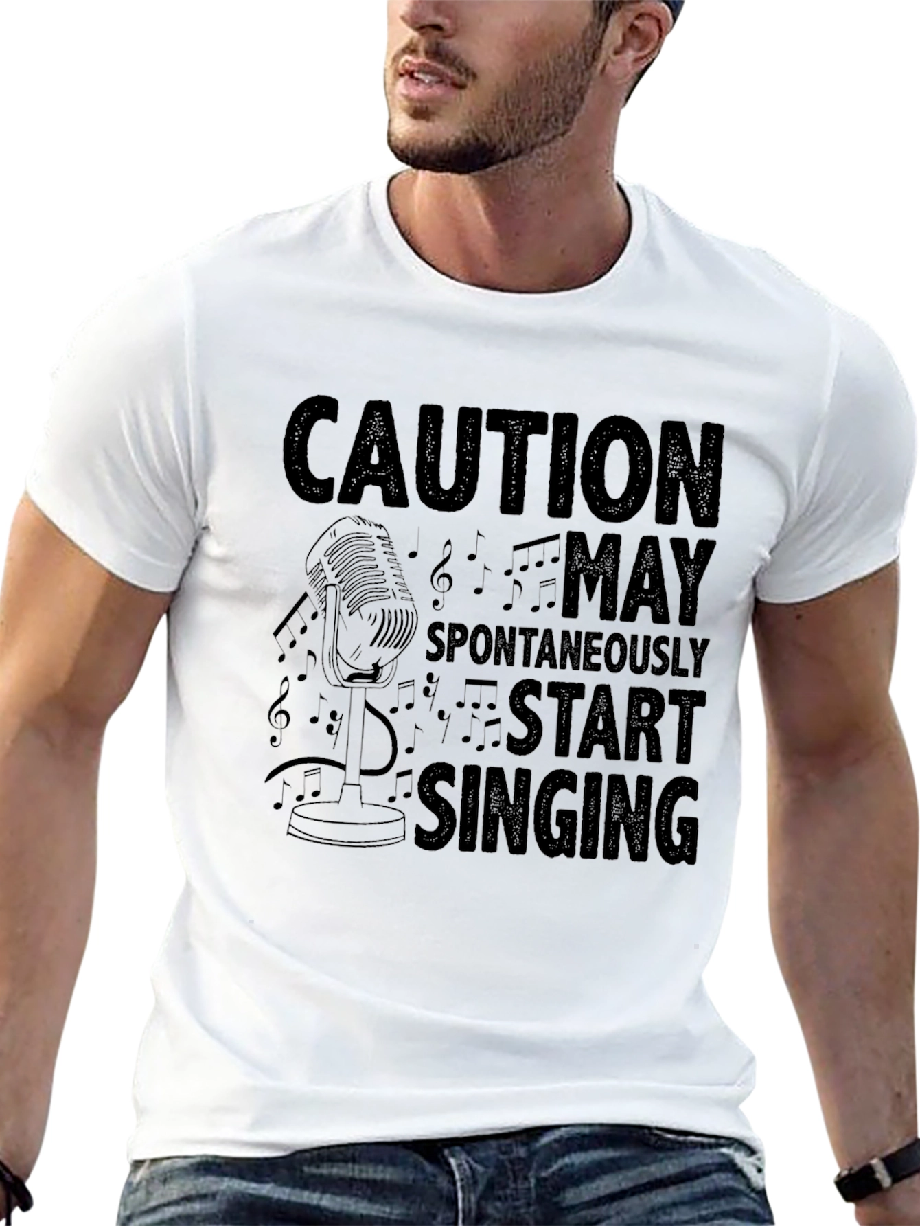 Caution May Spontaneously Start Singing Black T-Shirt