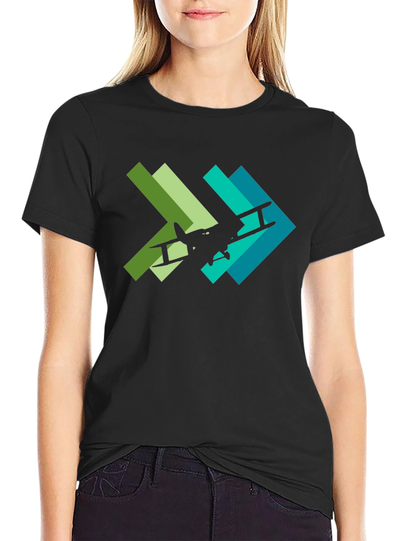 Biplane Arrow Graphic Tee - Aviation Style
