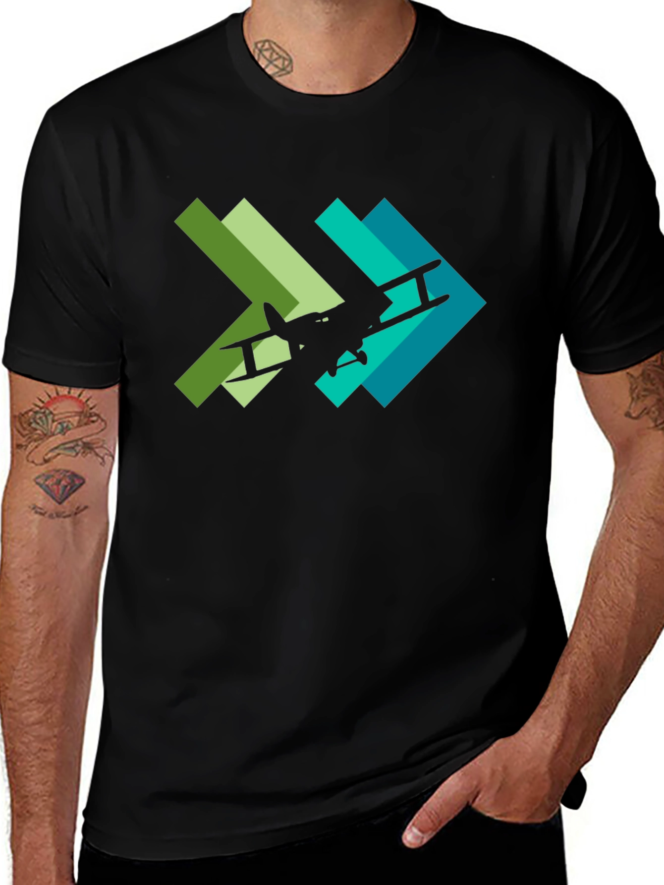 Biplane Arrow Graphic Tee - Aviation Style