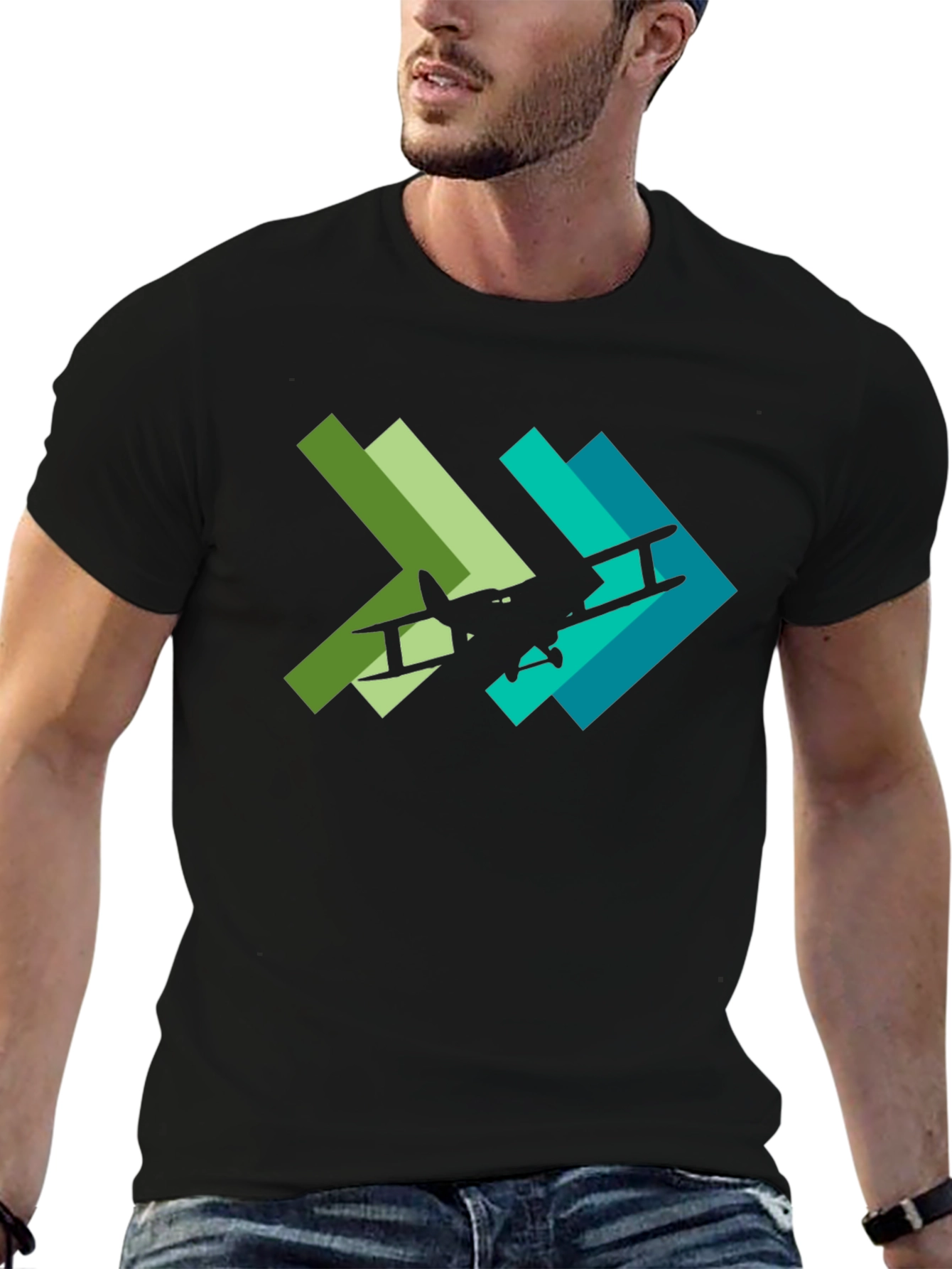 Biplane Arrow Graphic Tee - Aviation Style
