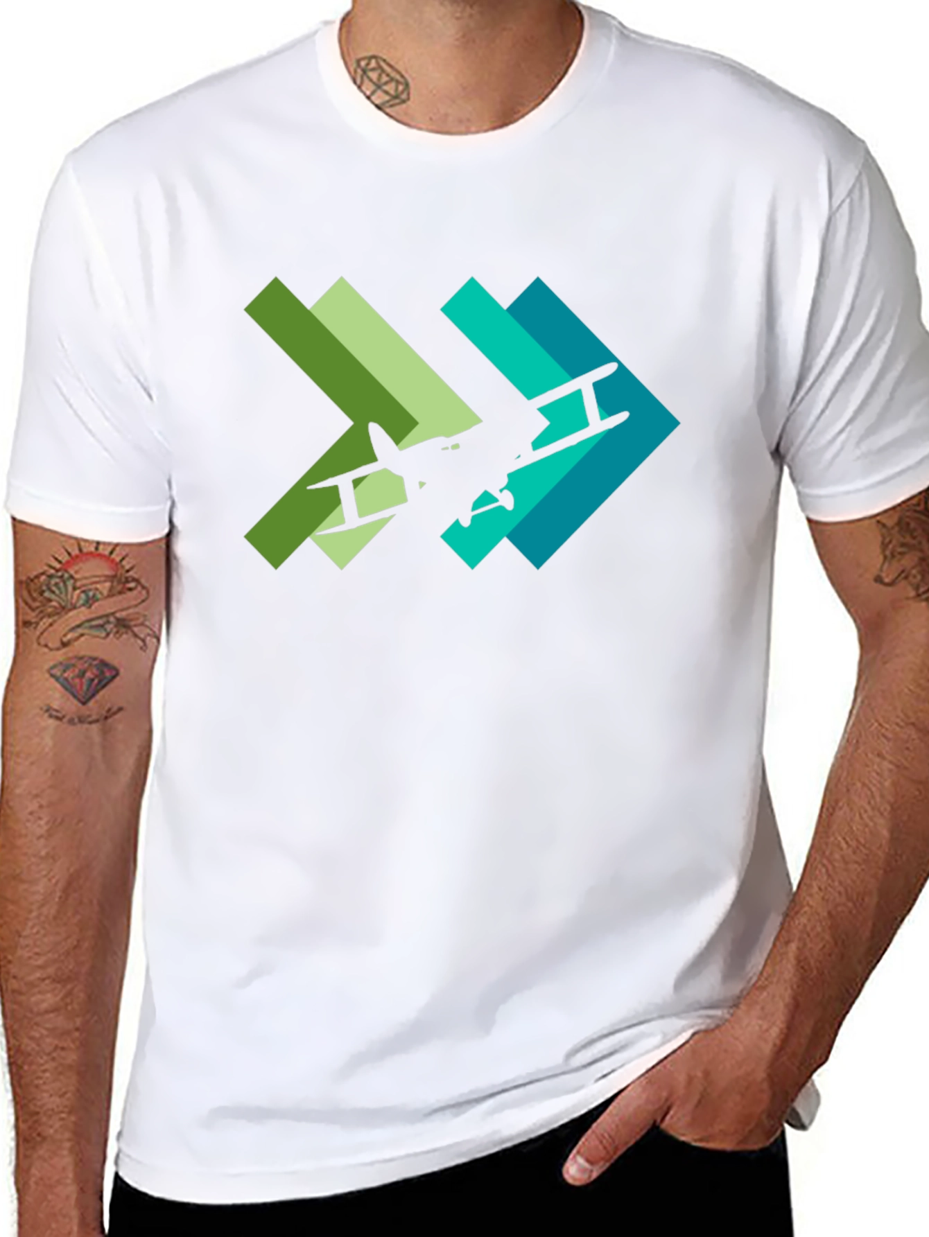 Biplane Arrow Graphic Tee - Aviation Style