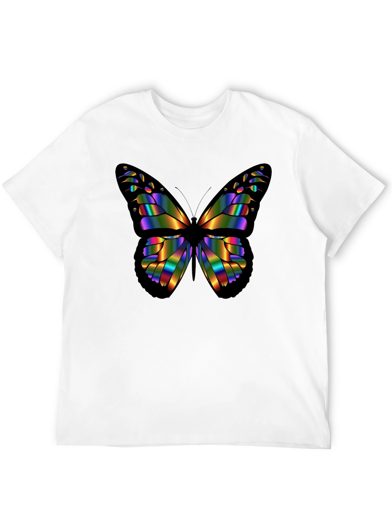 Rainbow Butterfly Graphic Black T-Shirt