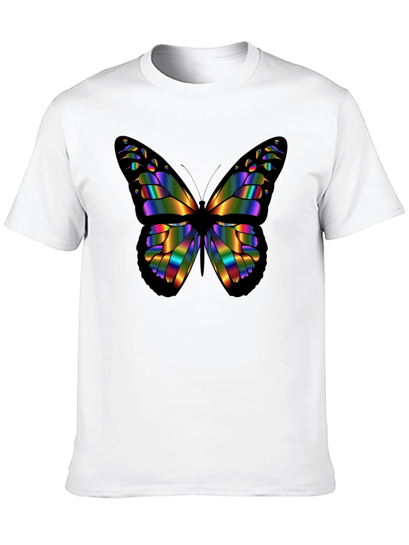 Rainbow Butterfly Graphic Black T-Shirt