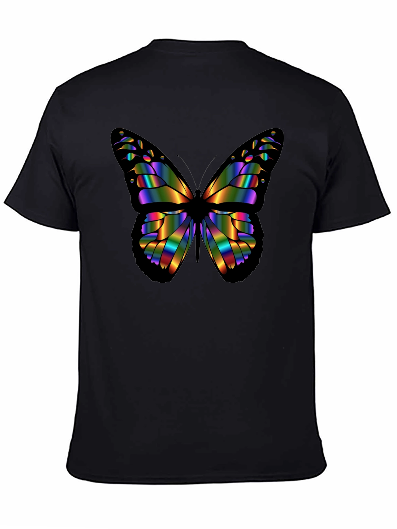 Rainbow Butterfly Graphic Black T-Shirt