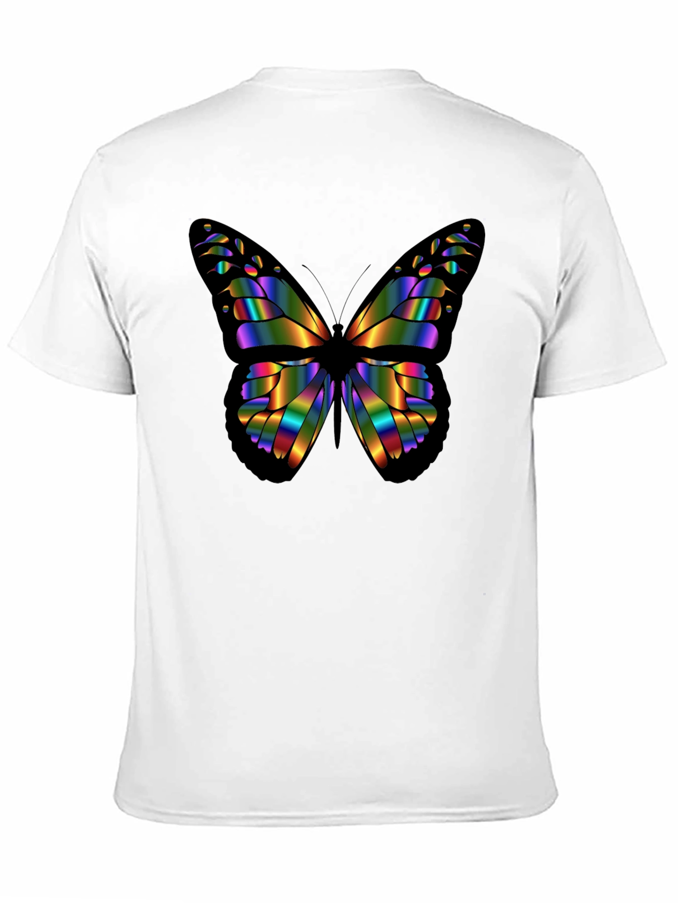 Rainbow Butterfly Graphic Black T-Shirt
