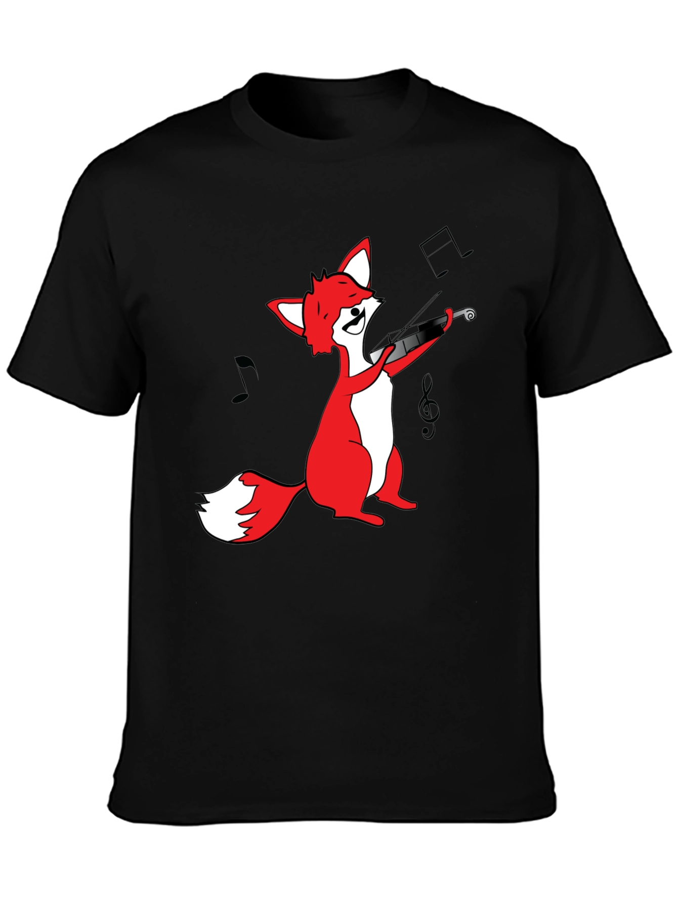 Fox Violinist T-Shirt - Black Graphic Tee