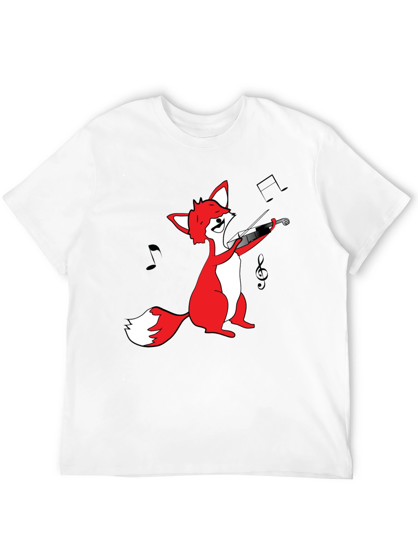 Fox Violinist T-Shirt - Black Graphic Tee