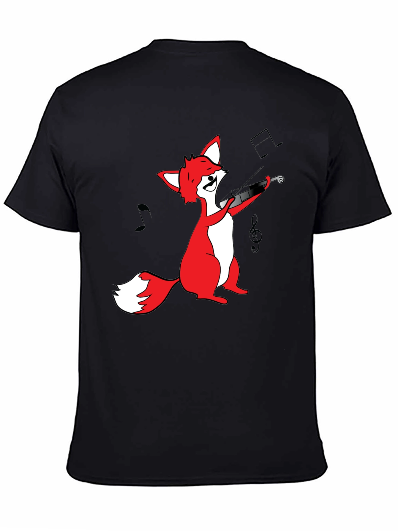Fox Violinist T-Shirt - Black Graphic Tee