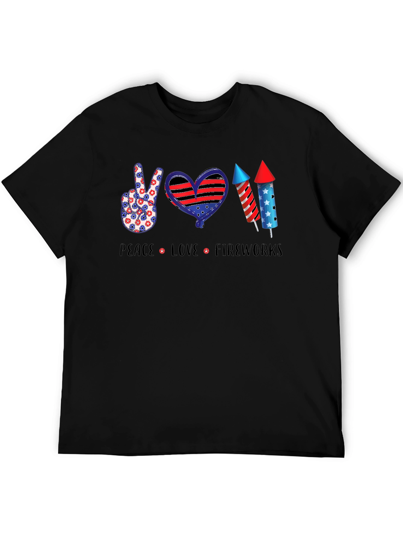 Patriotic Peace Love Fireworks T-Shirt
