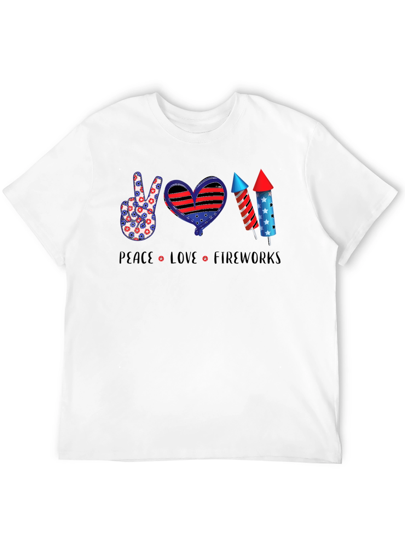 Patriotic Peace Love Fireworks T-Shirt