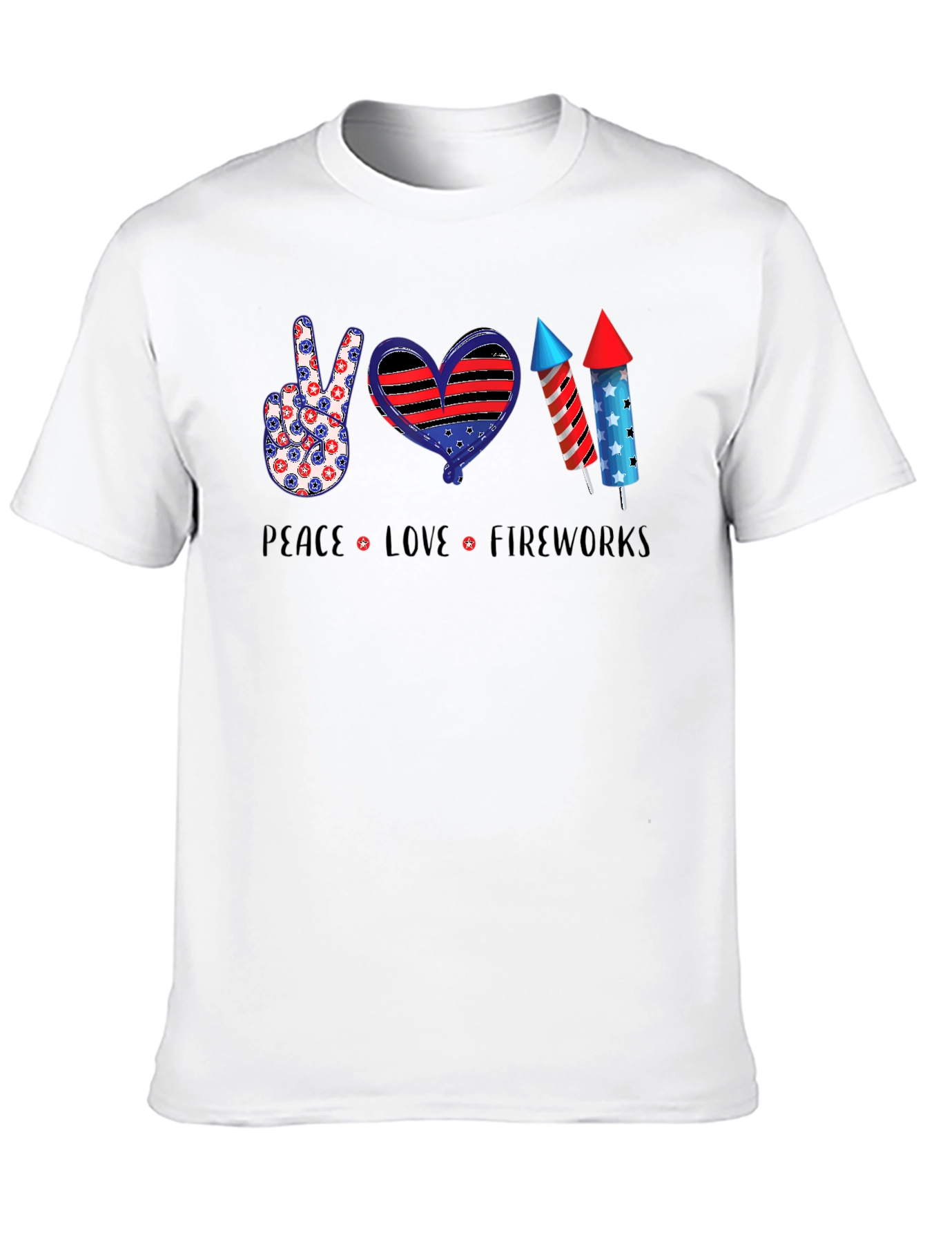 Patriotic Peace Love Fireworks T-Shirt