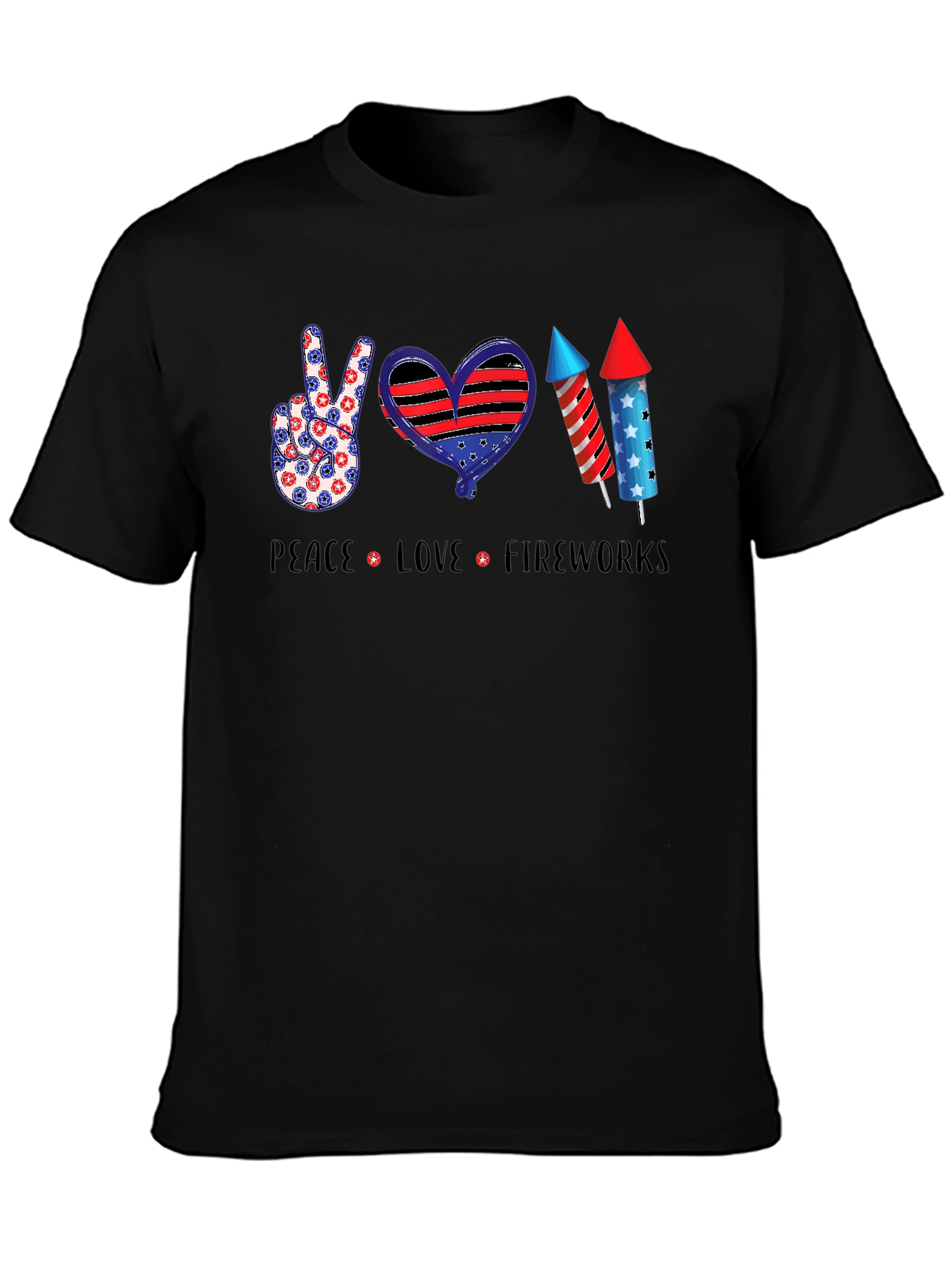 Patriotic Peace Love Fireworks T-Shirt