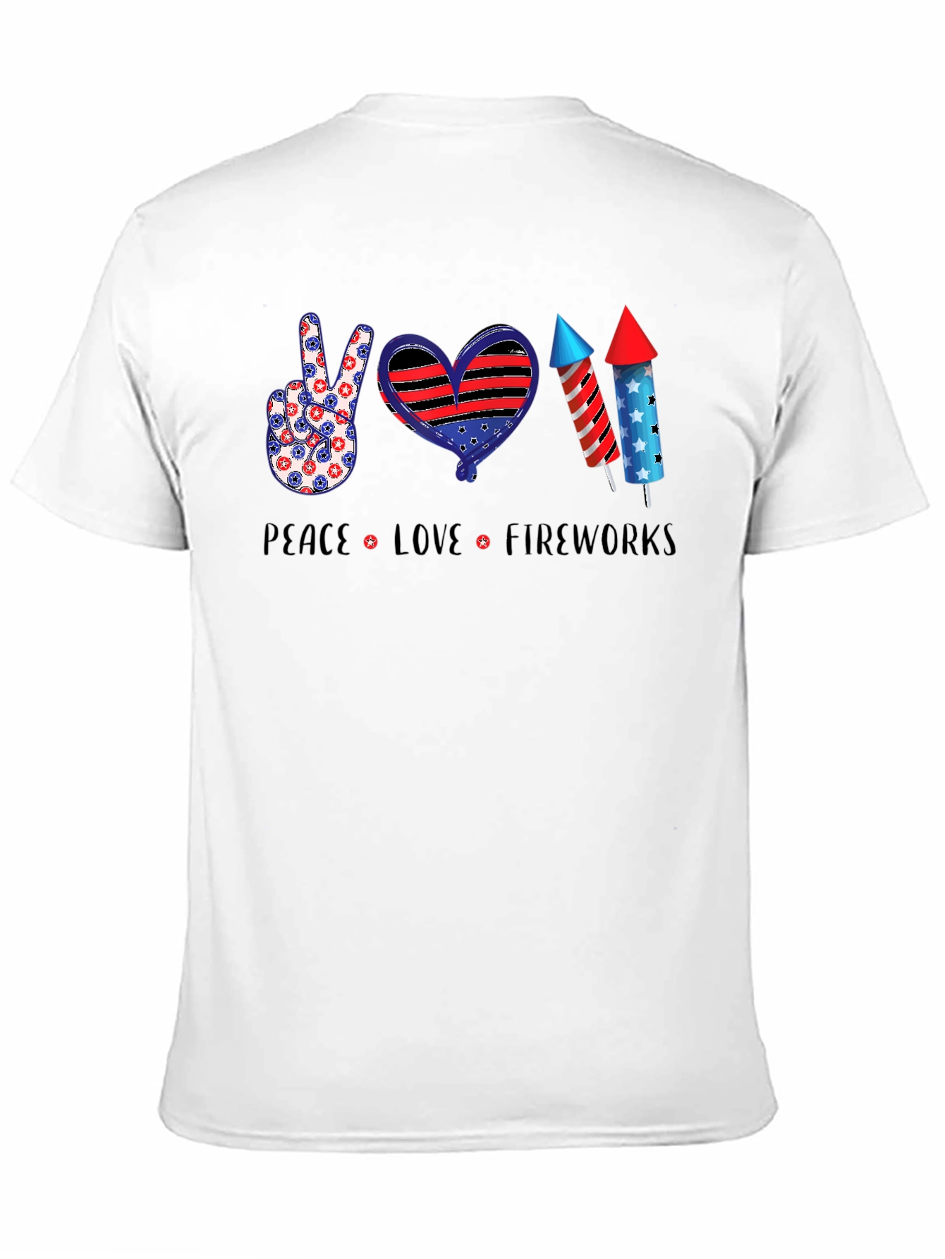 Patriotic Peace Love Fireworks T-Shirt