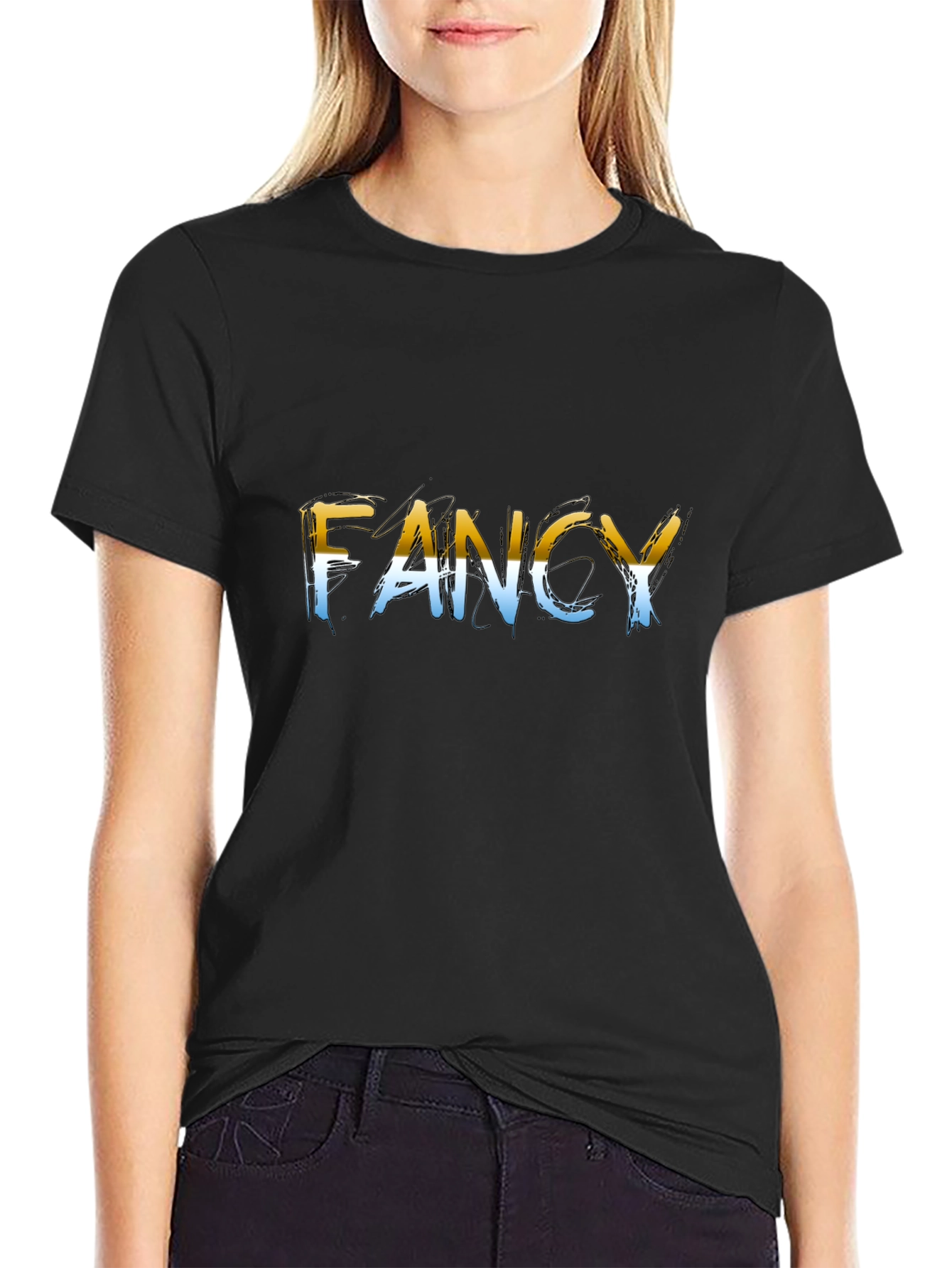 Fancy Graphic Print Black T-Shirt