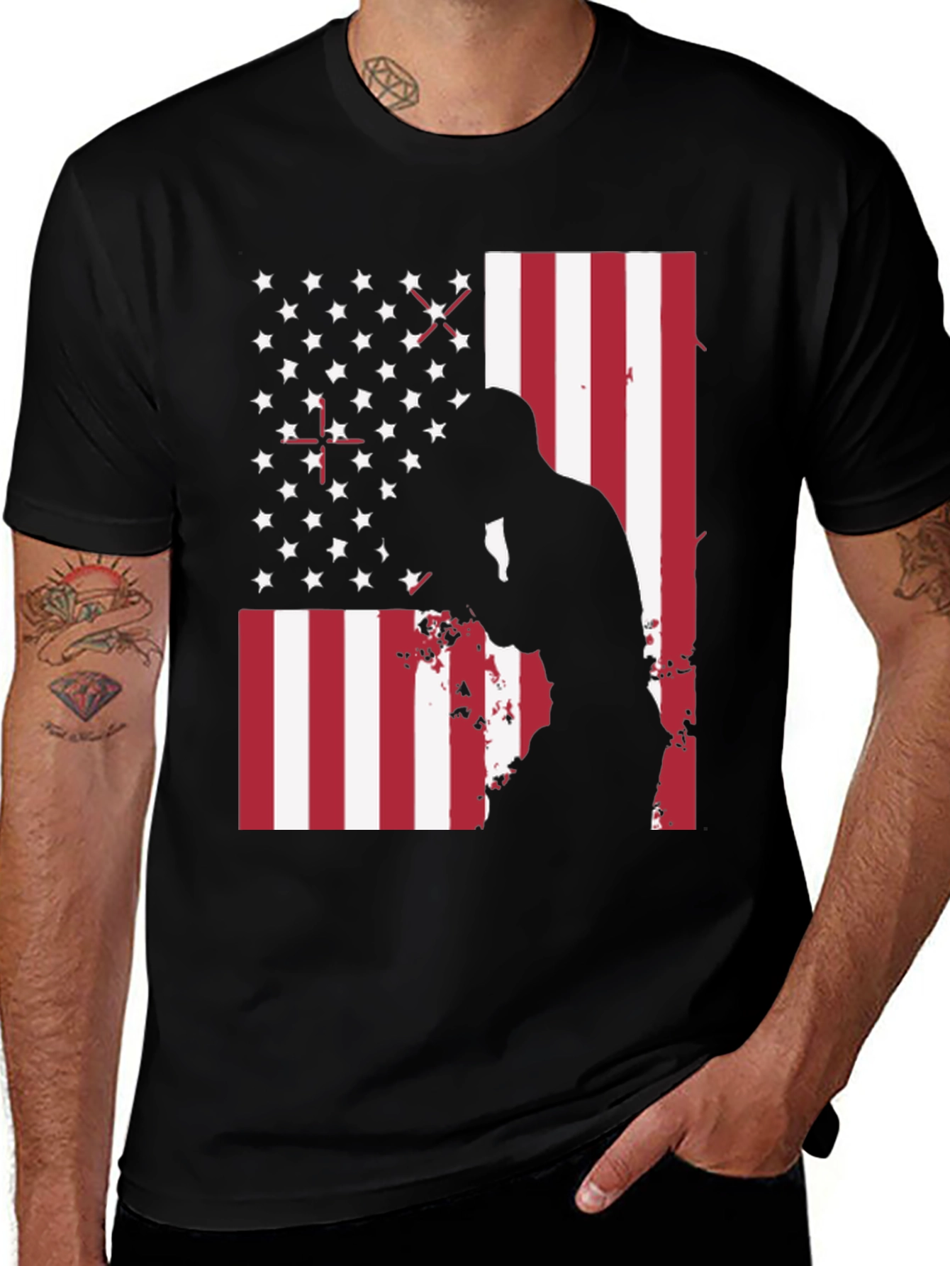 American Flag Boxer Graphic T-Shirt