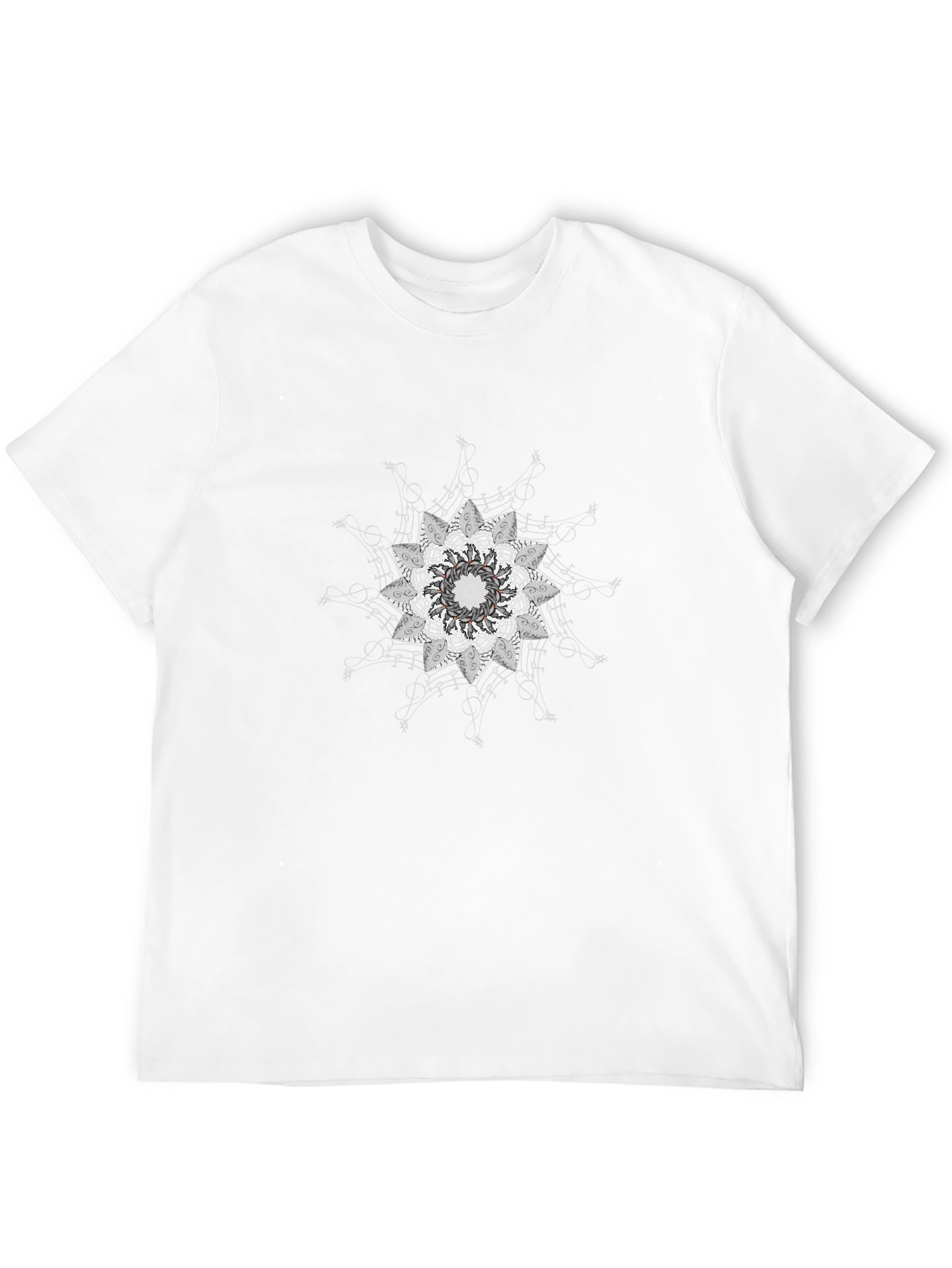 Black Tee with Mandala Music Notes Design