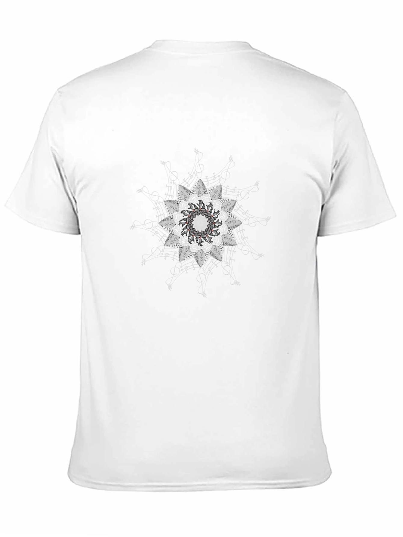 Black Tee with Mandala Music Notes Design