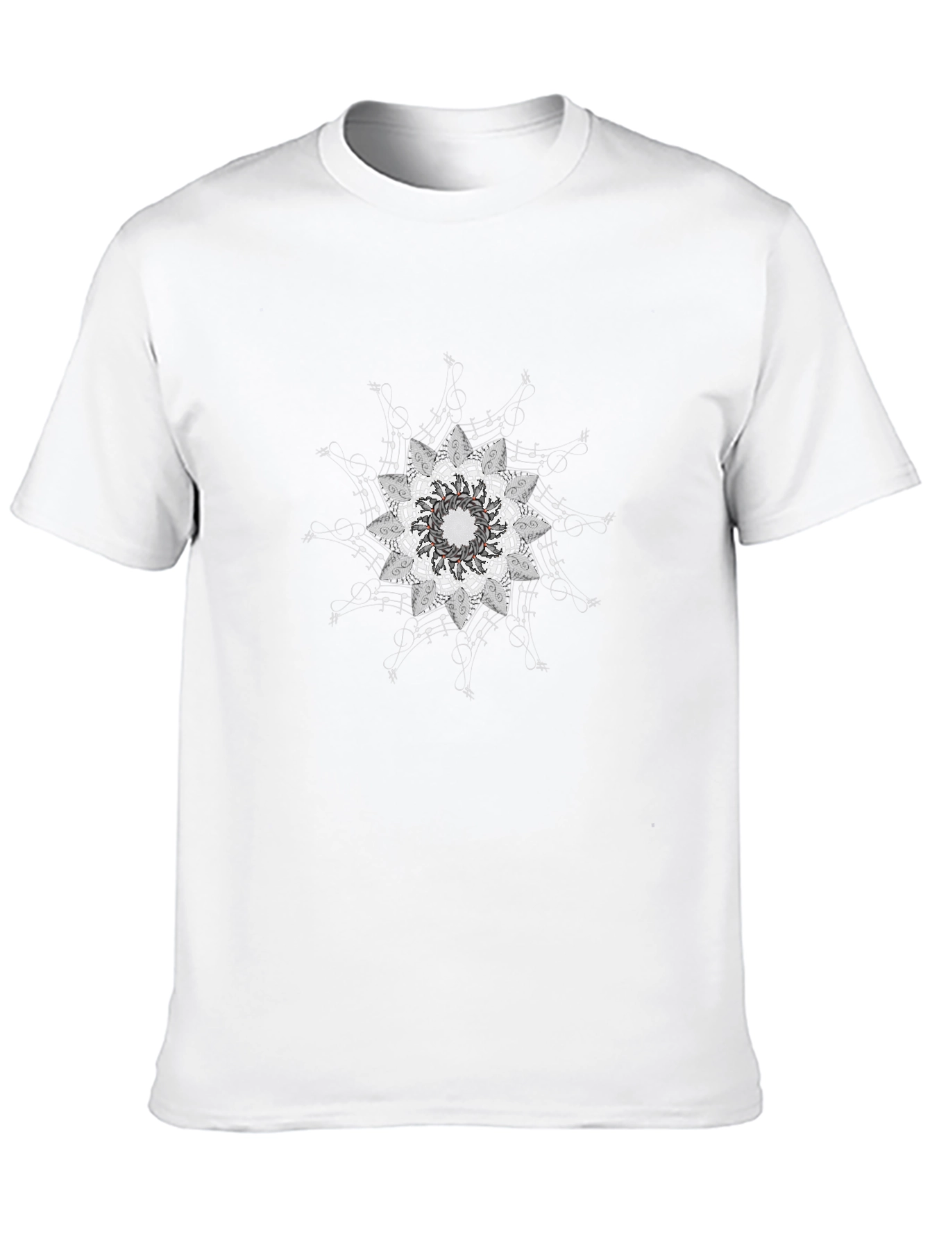 Black Tee with Mandala Music Notes Design