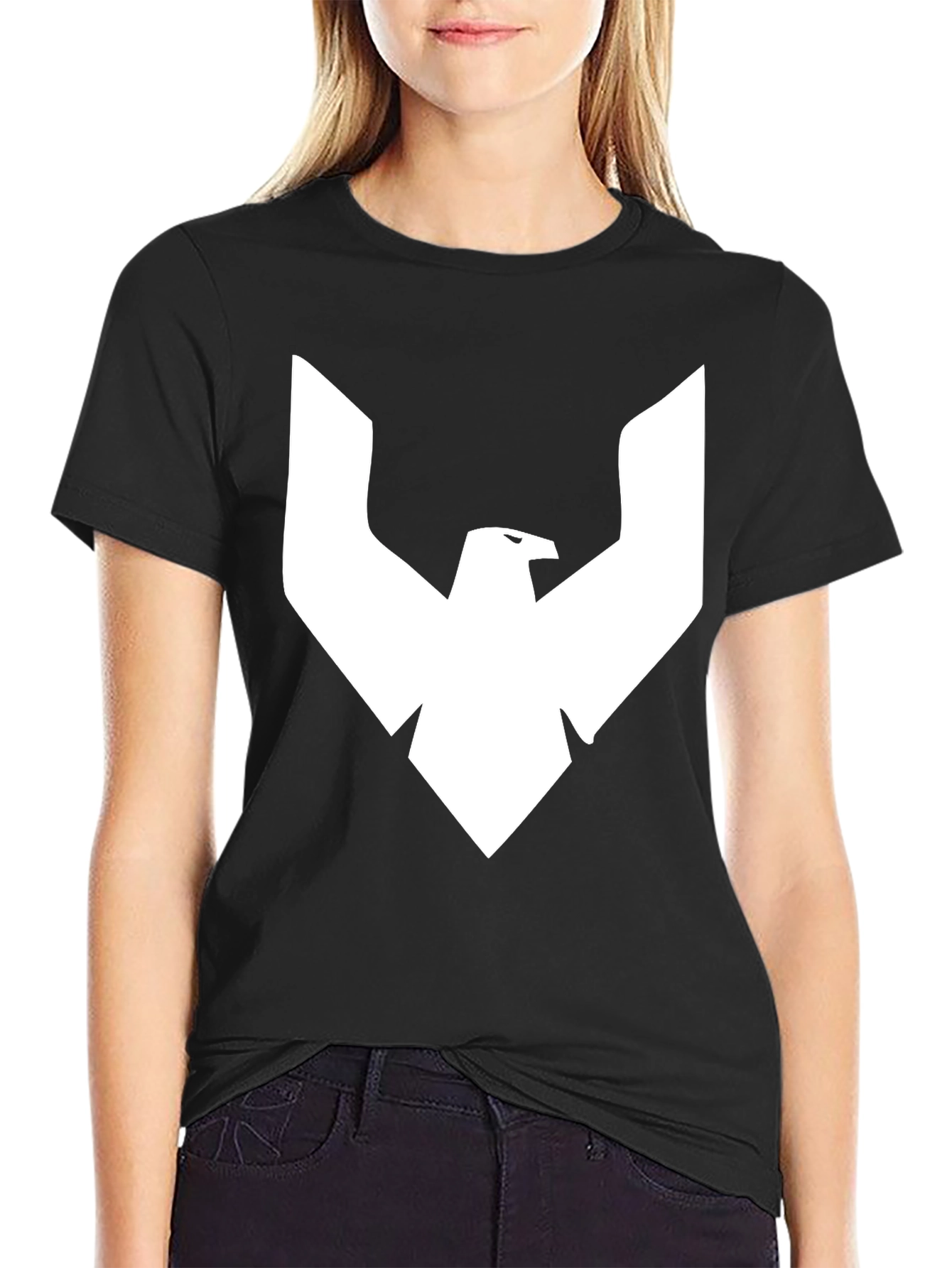 Black T-Shirt with White Eagle Logo
