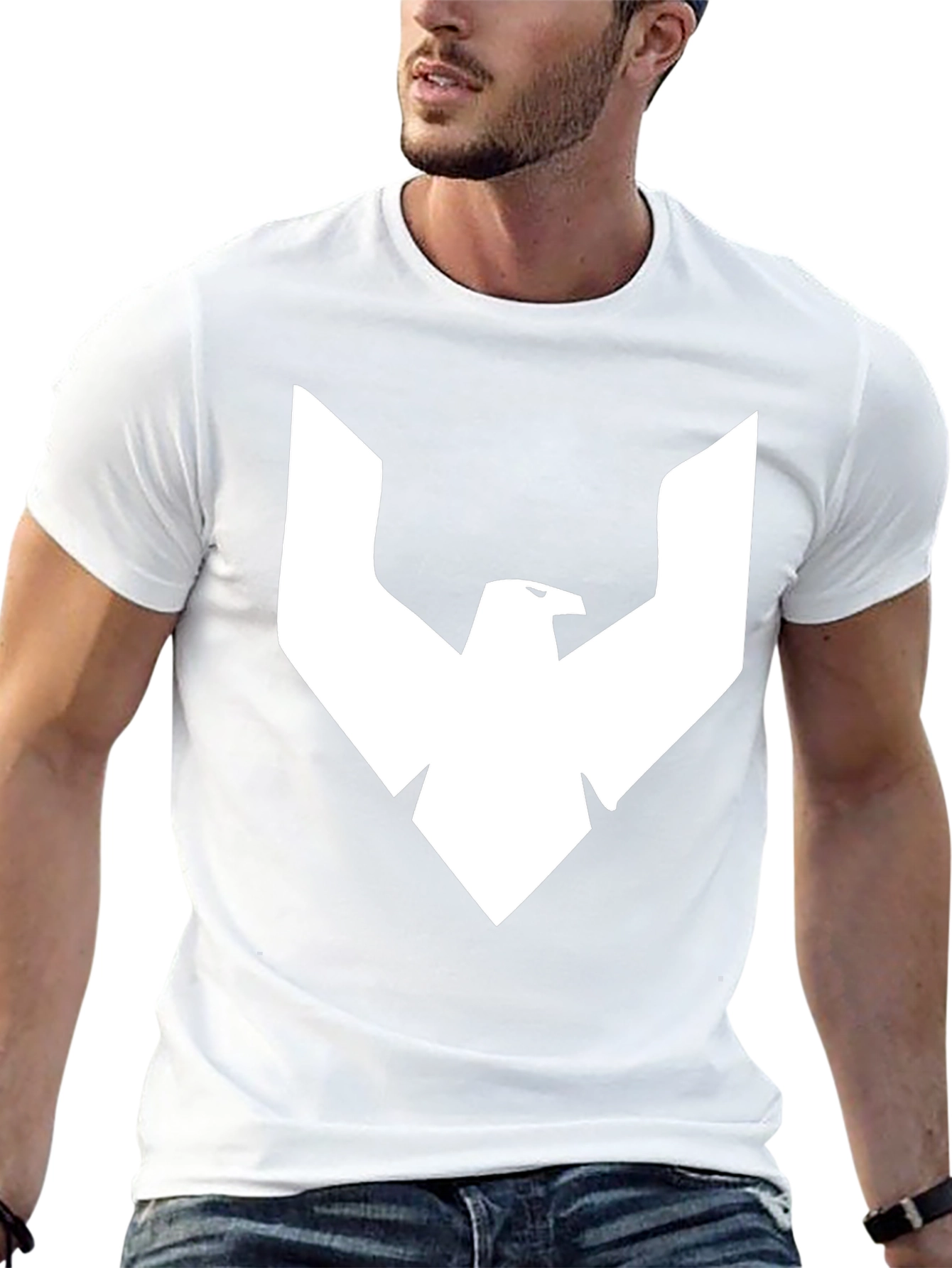Black T-Shirt with White Eagle Logo