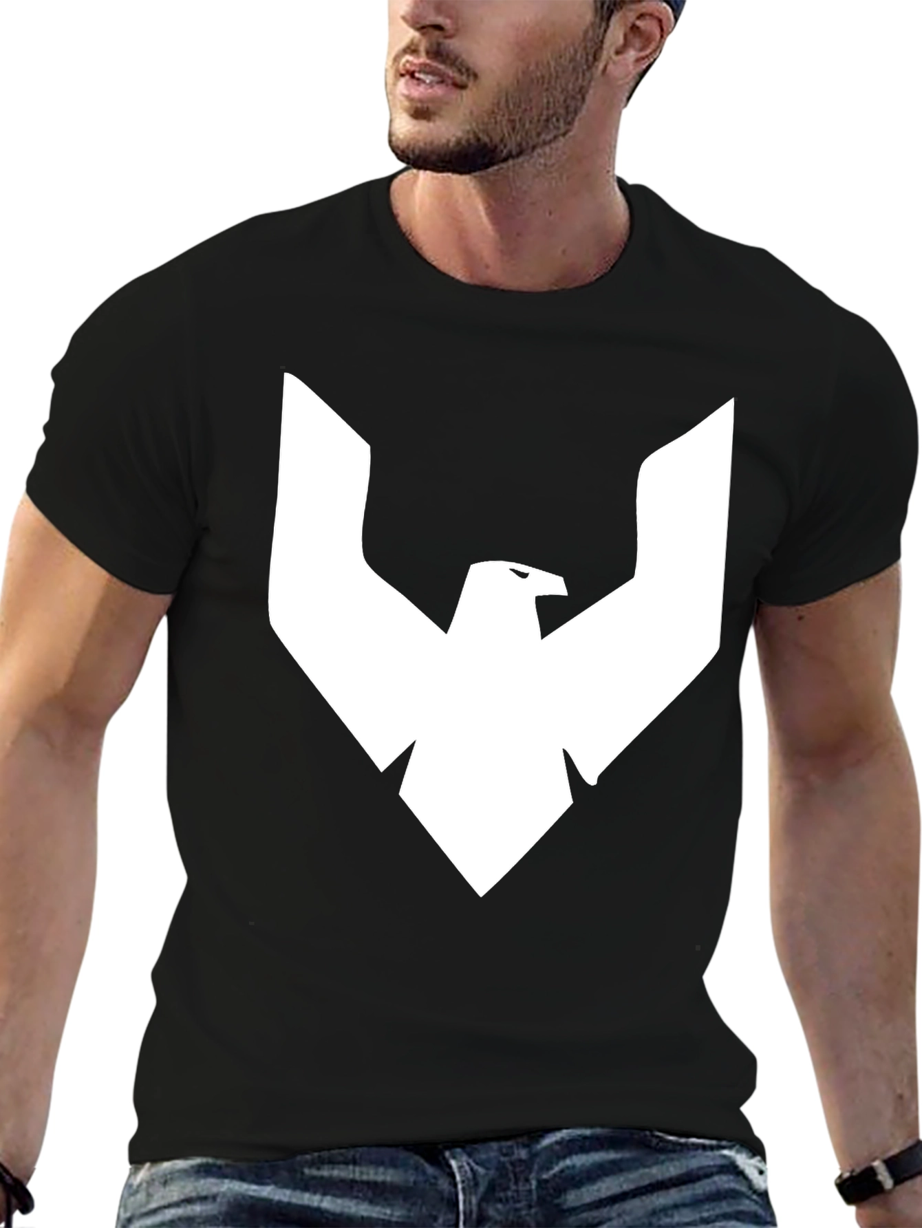 Black T-Shirt with White Eagle Logo