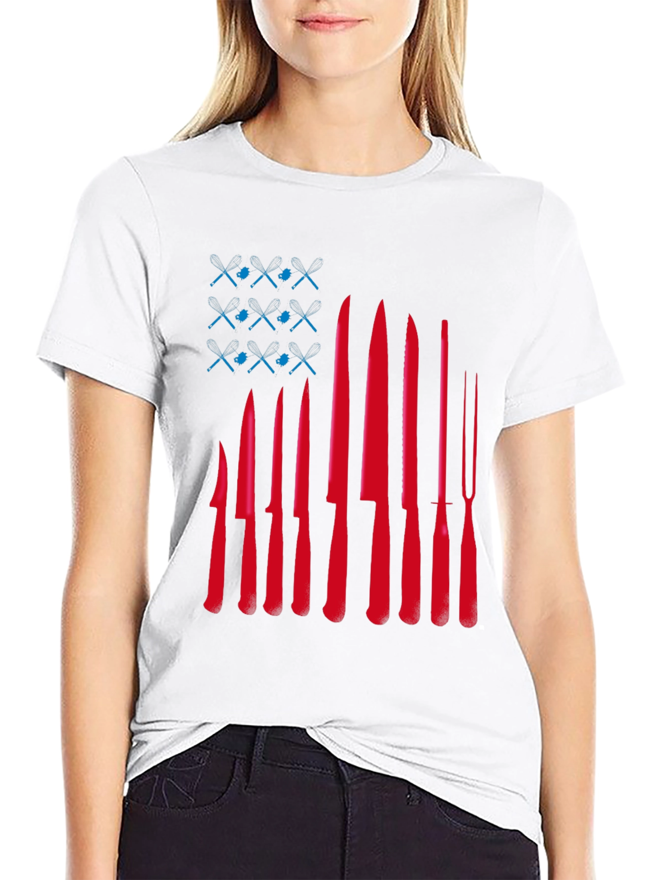Chef Knife Flag T-Shirt - Culinary Pride