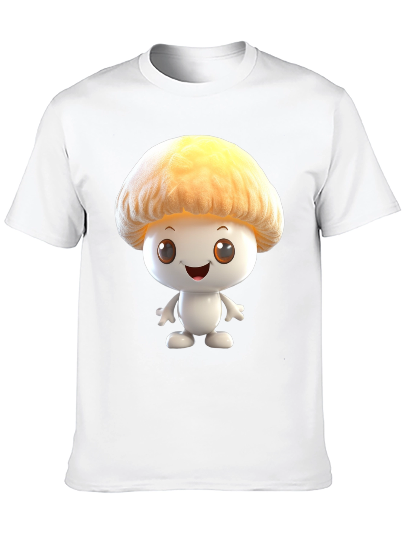 Mushroom Cartoon Graphic Tee - Black Cotton Blend Shirt