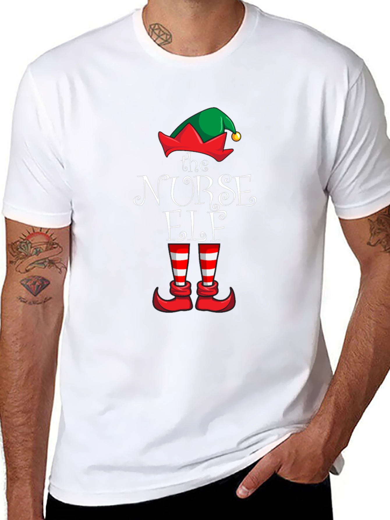 Nurse Elf Christmas Graphic T-Shirt