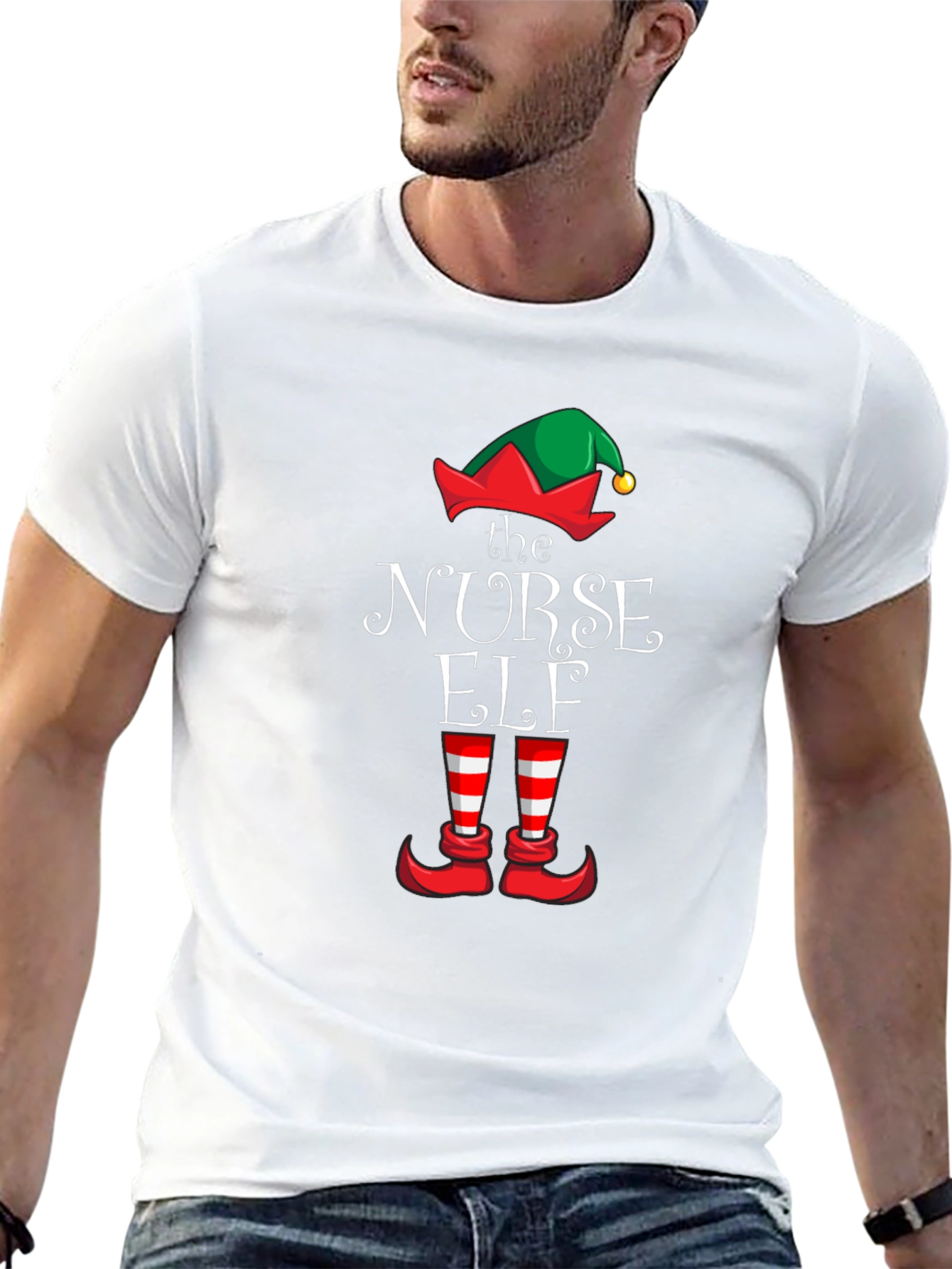 Nurse Elf Christmas Graphic T-Shirt