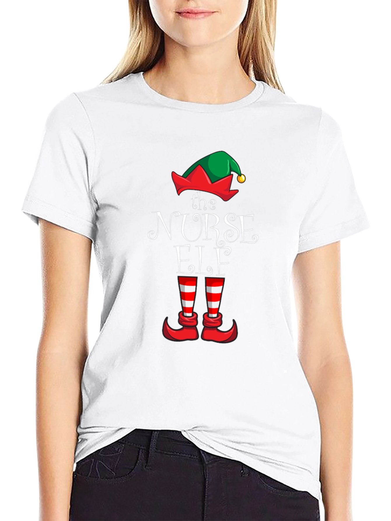 Nurse Elf Christmas Graphic T-Shirt