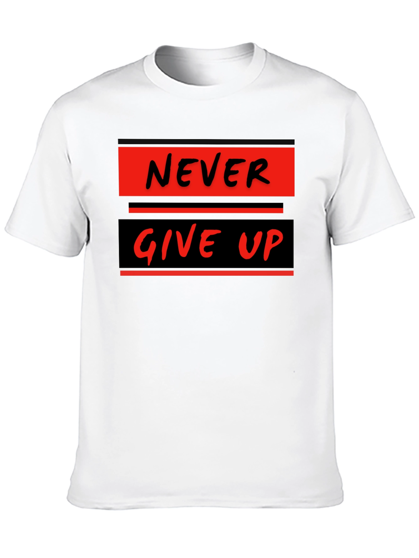 Never Give Up Graphic Tee - Motivational Black T-Shirt