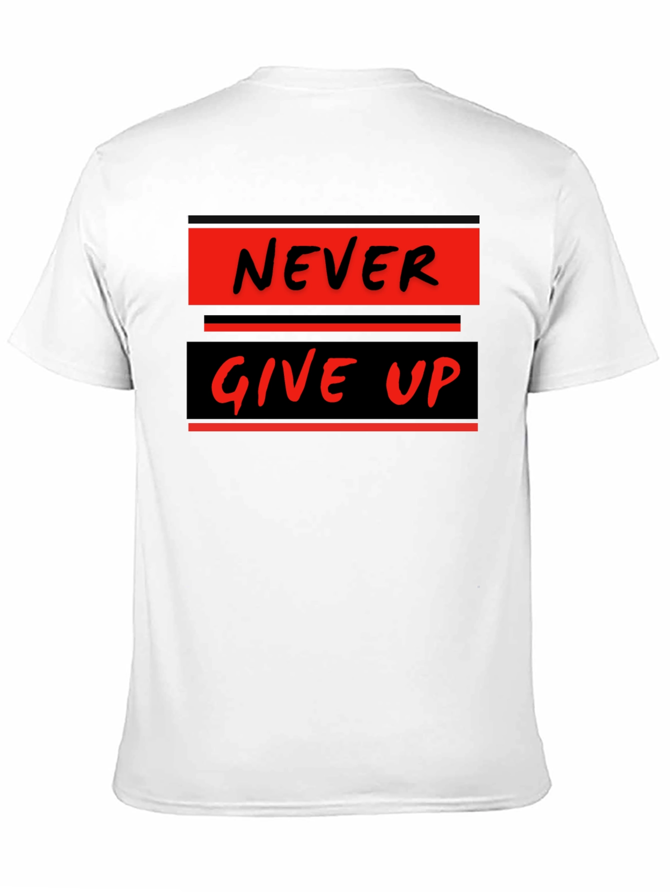 Never Give Up Graphic Tee - Motivational Black T-Shirt