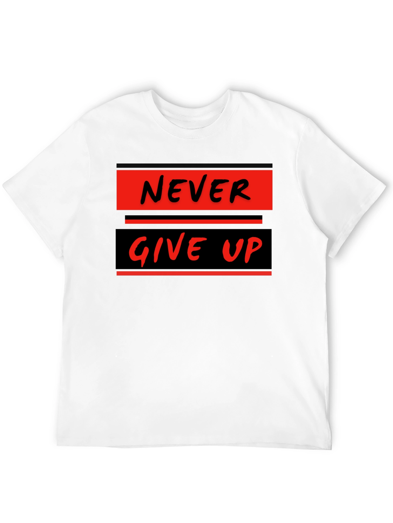 Never Give Up Graphic Tee - Motivational Black T-Shirt