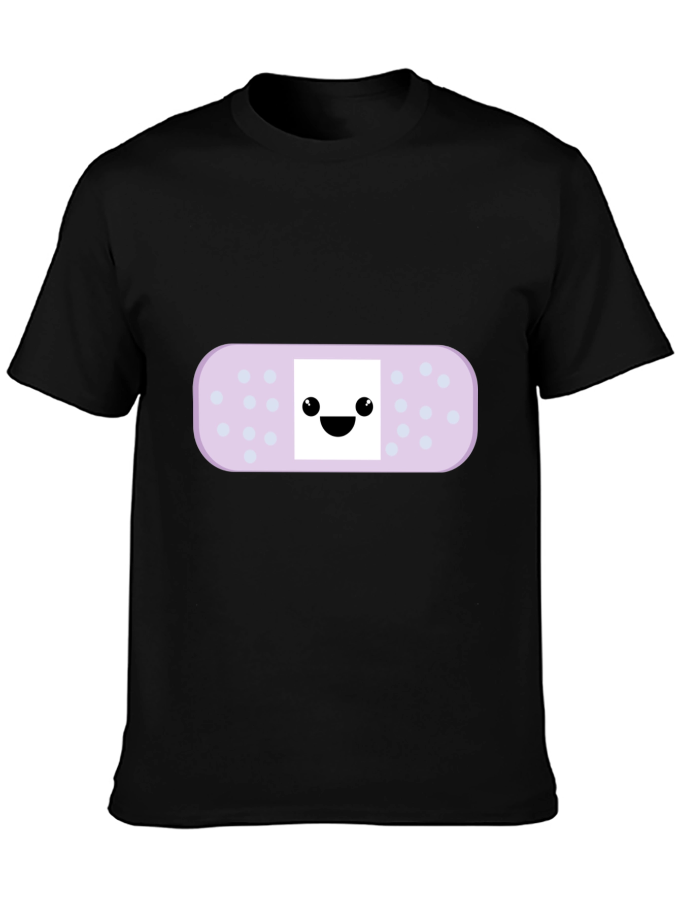 Cute Bandage Cartoon Graphic Tee - Black