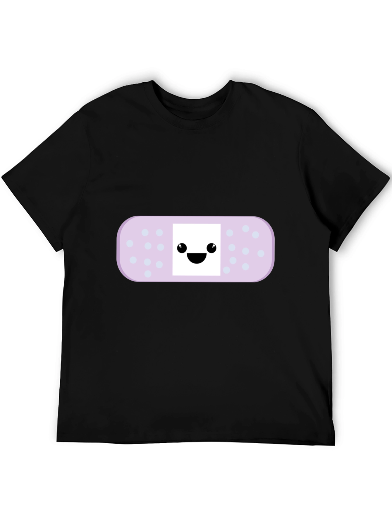 Cute Bandage Cartoon Graphic Tee - Black