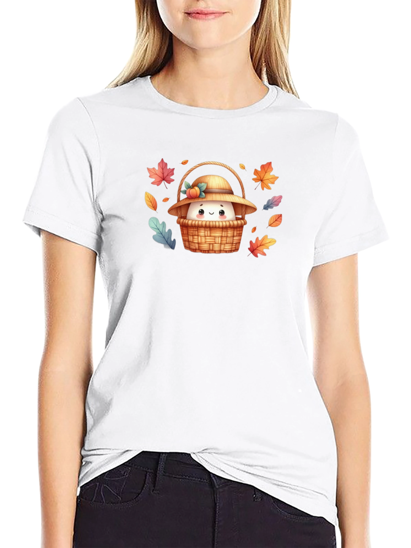 Autumn Basket T-Shirt: Cute Cartoon Graphic Tee