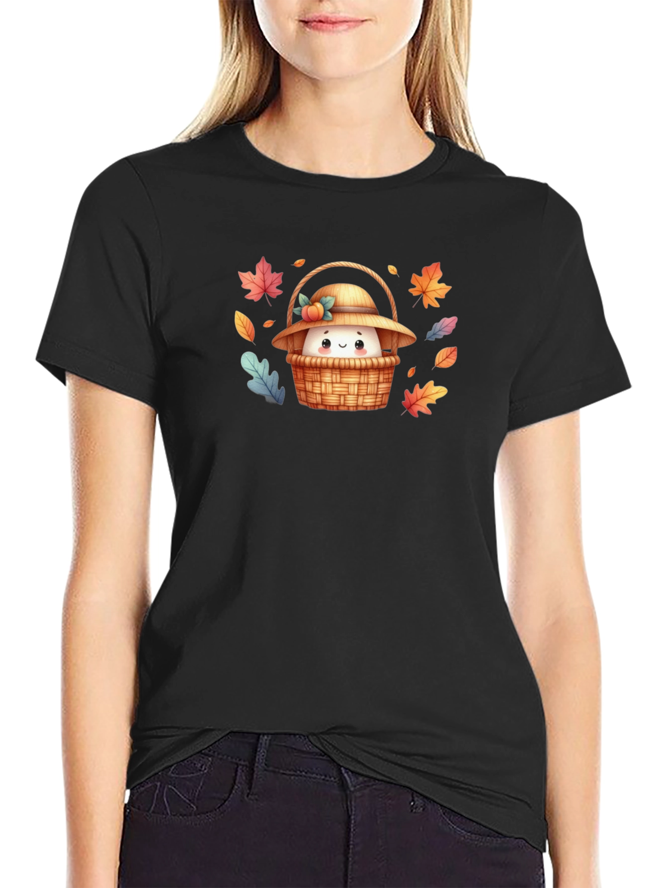 Autumn Basket T-Shirt: Cute Cartoon Graphic Tee