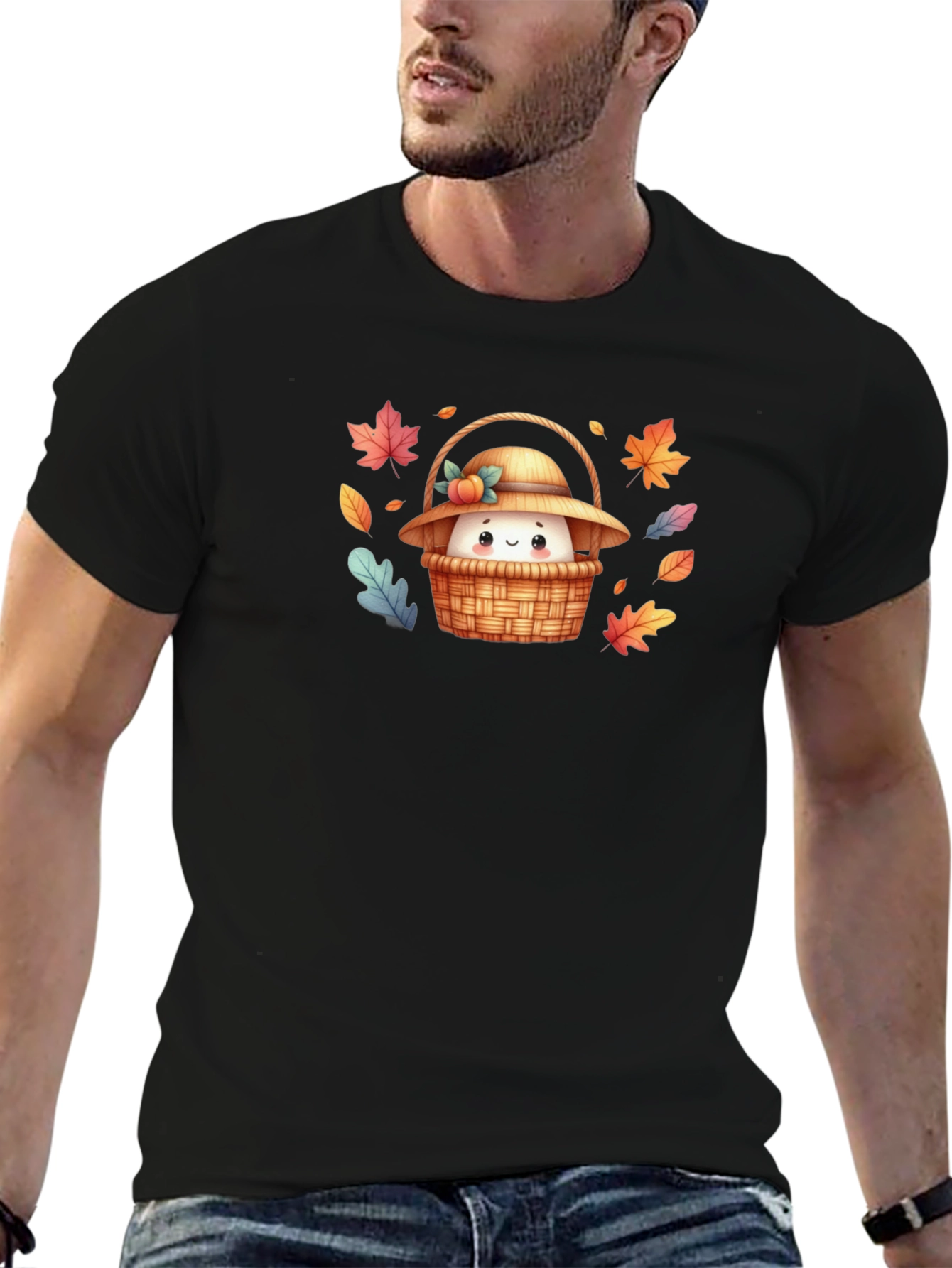 Autumn Basket T-Shirt: Cute Cartoon Graphic Tee