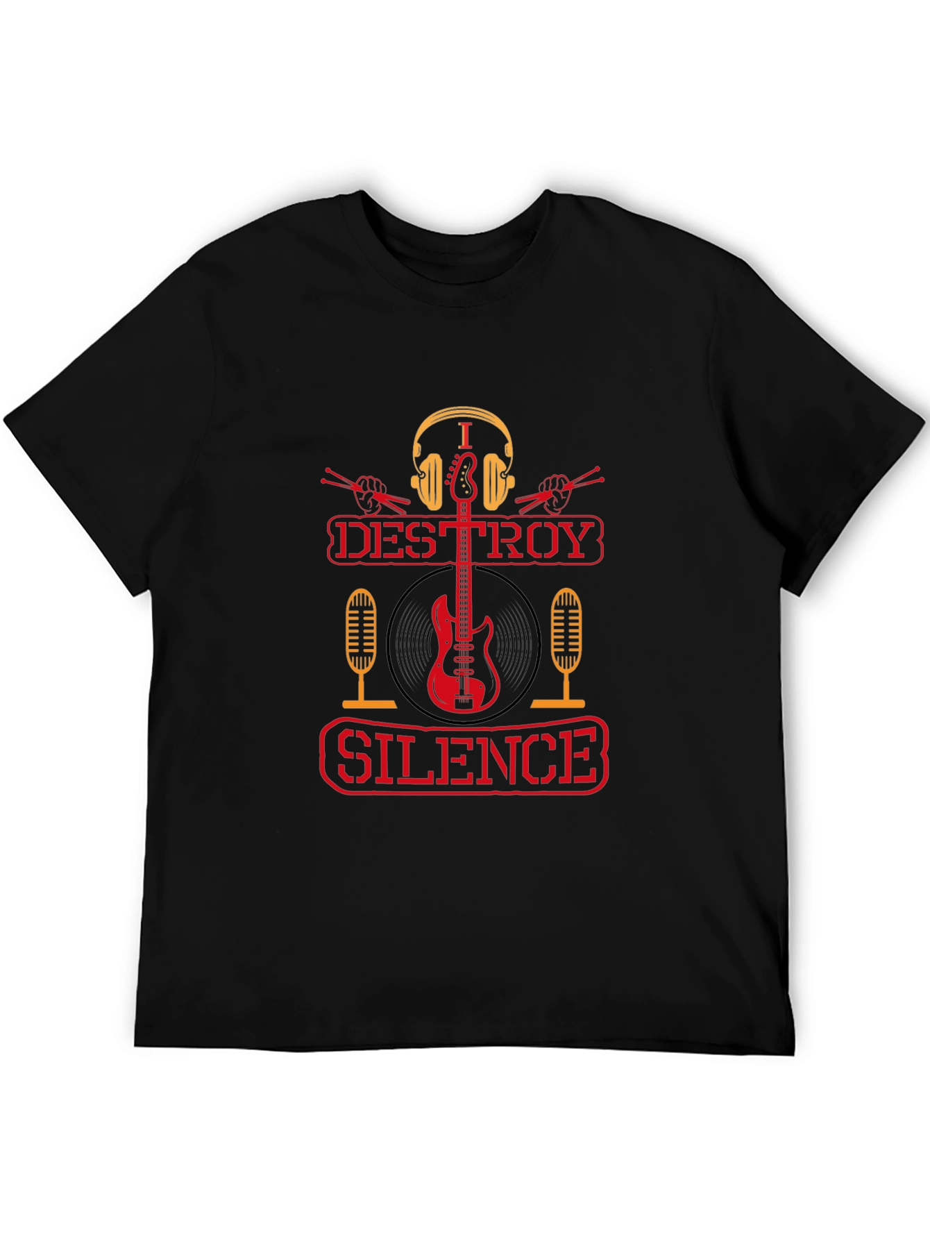 I Destroy Silence Black Graphic T-Shirt