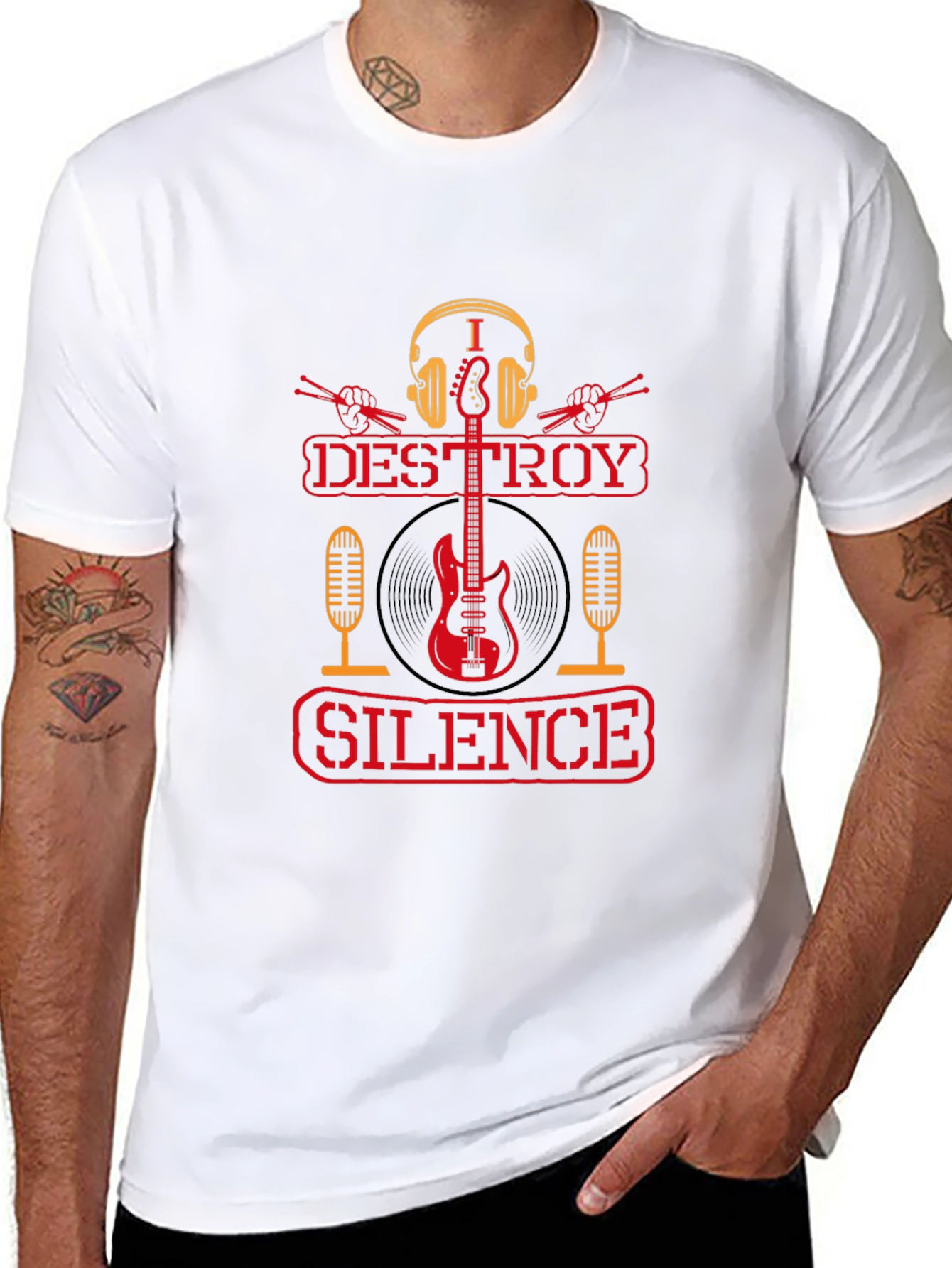 I Destroy Silence Black Graphic T-Shirt