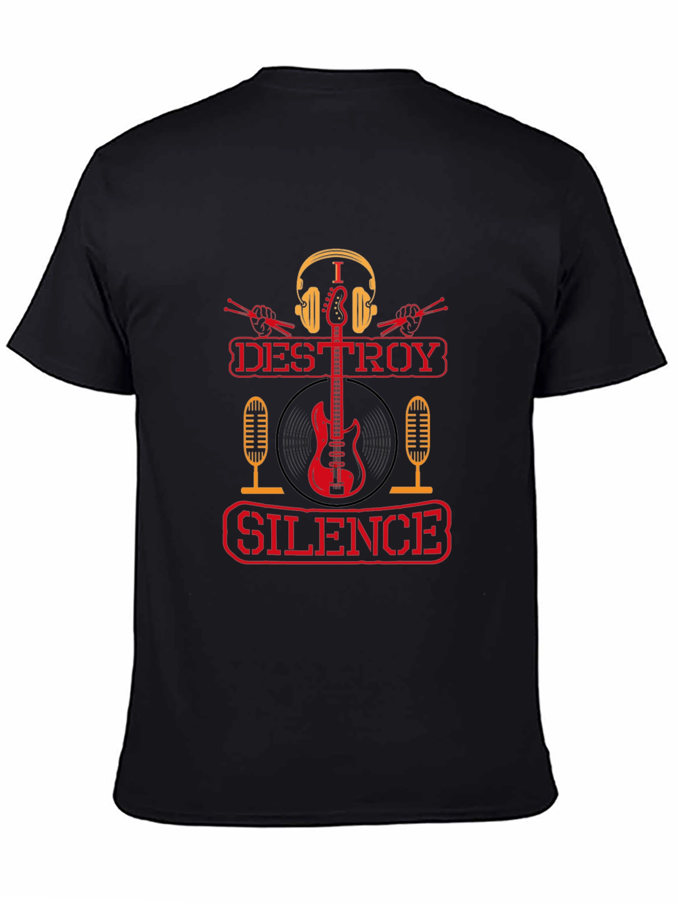 I Destroy Silence Black Graphic T-Shirt